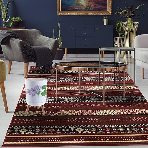 Miniatura 4 de Bote de basura redondo con tapa de prensa rama de acuarela lila dibujado a mano botánico morado lila flores pequeño cubo de basura a prueba de