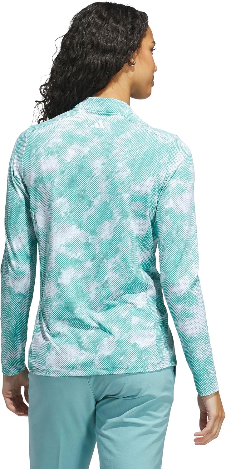 adidas Women's Ultimate365 Printed Quarter-Zip Mock Neck Top