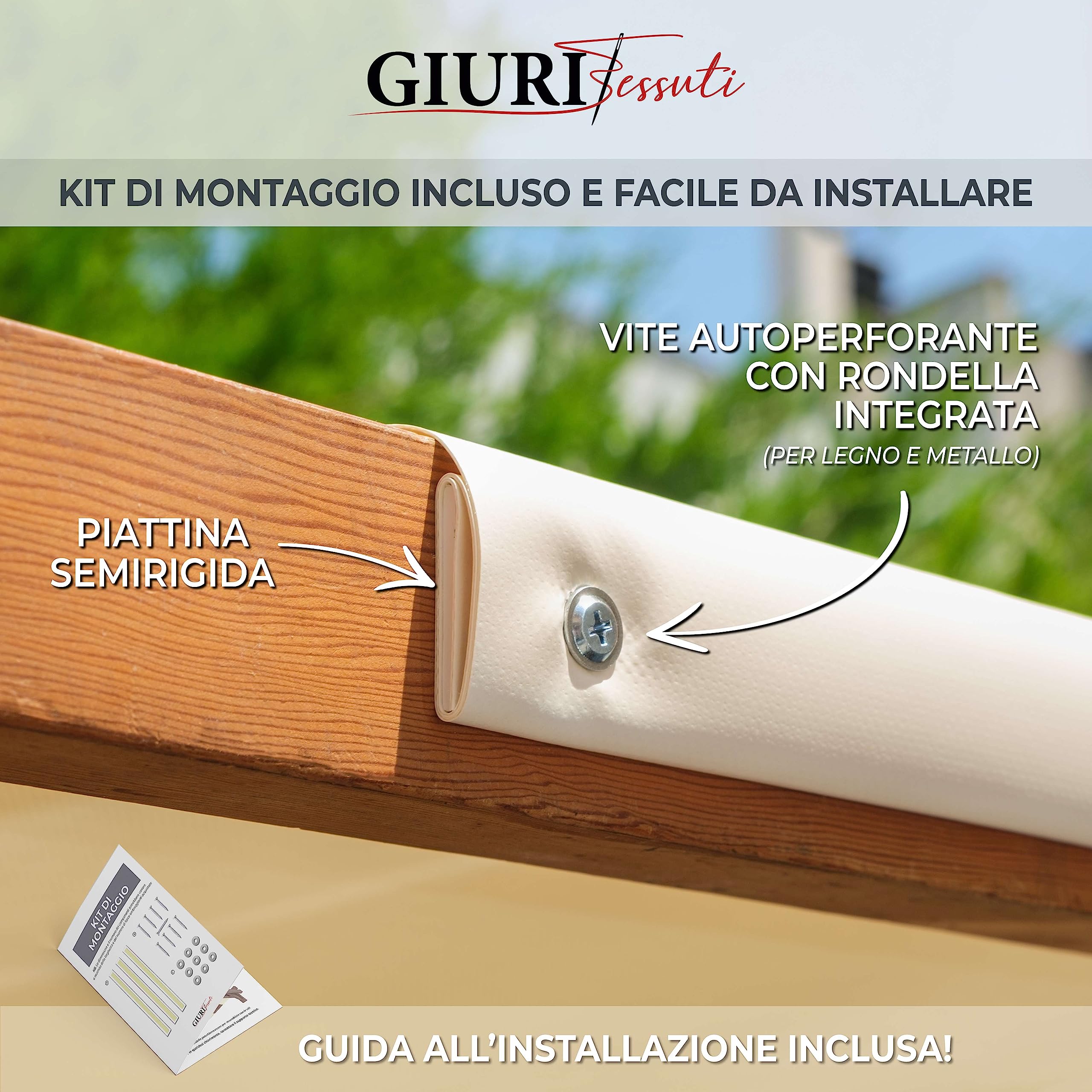 Giuri Tessuti - Fasce in PVC Pieno per Copertura ad Onda di Gazebo e Pergola - Telo ombreggiante ignifugo (Panna, 45x350cm)