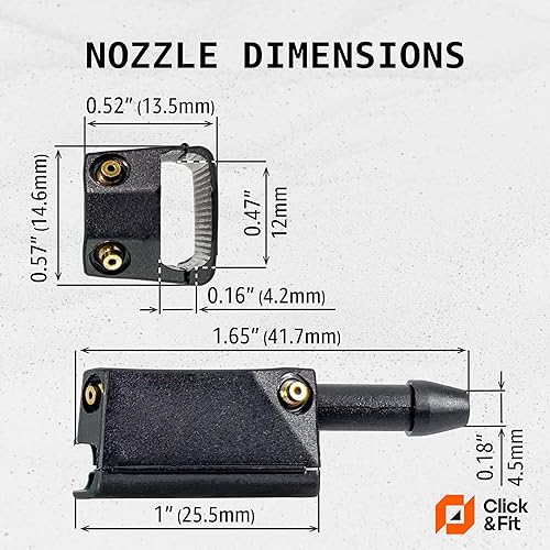 Vista 42 de Click&Fit Boquillas para limpiaparabrisas compatibles con Ford Transit, Freightliner, Dodge Sprinter, VW Crafter, Peterbilt; pulverizadores