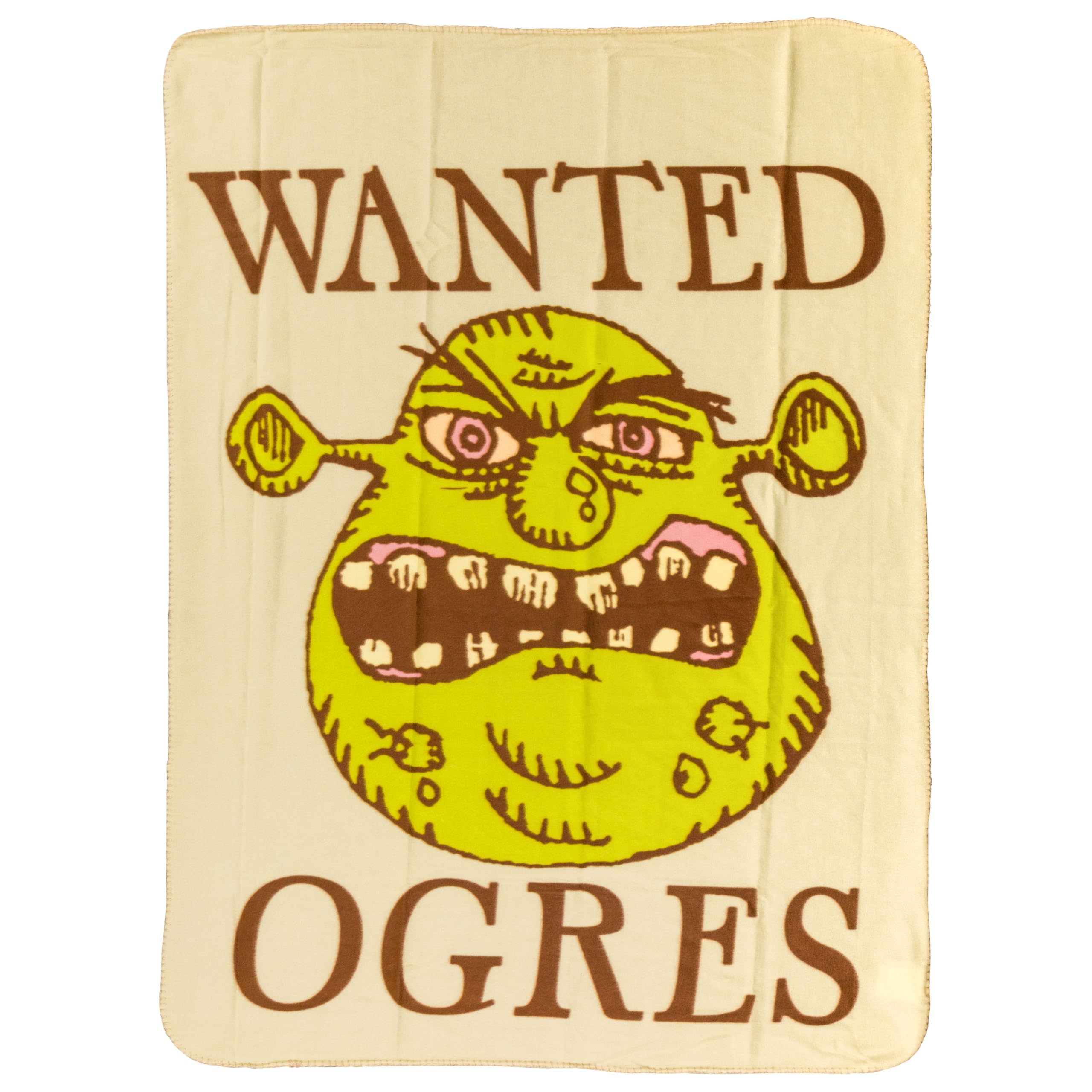 Silver Buffalo Shrek Wanted Ogres Sign - Manta de Forro Polar de 45 x 60 Pulgadas, Manta Suave y acogedora, 180 g/m²
