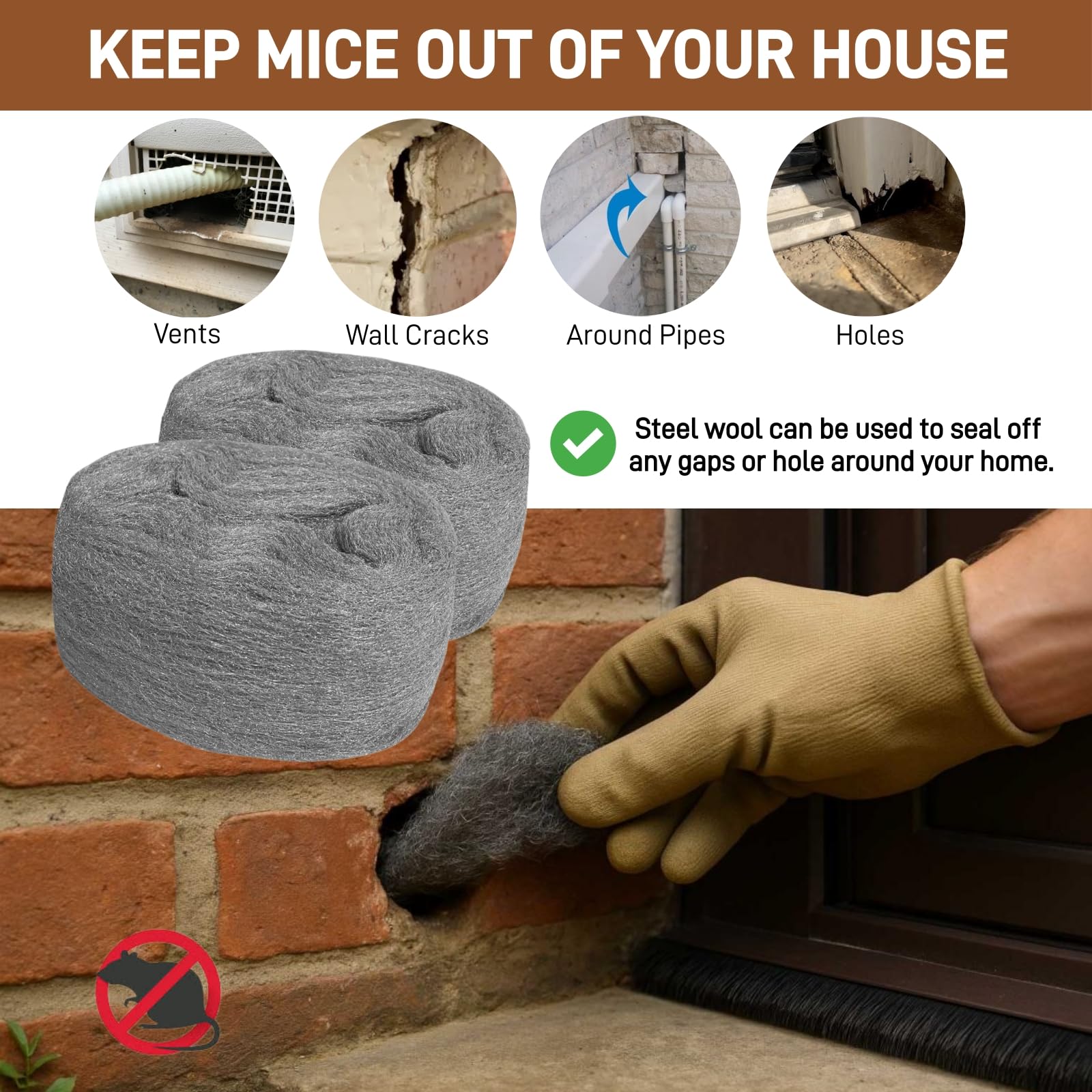 Steel Wool for Mice Control & Polishing - 2 Pack -2
