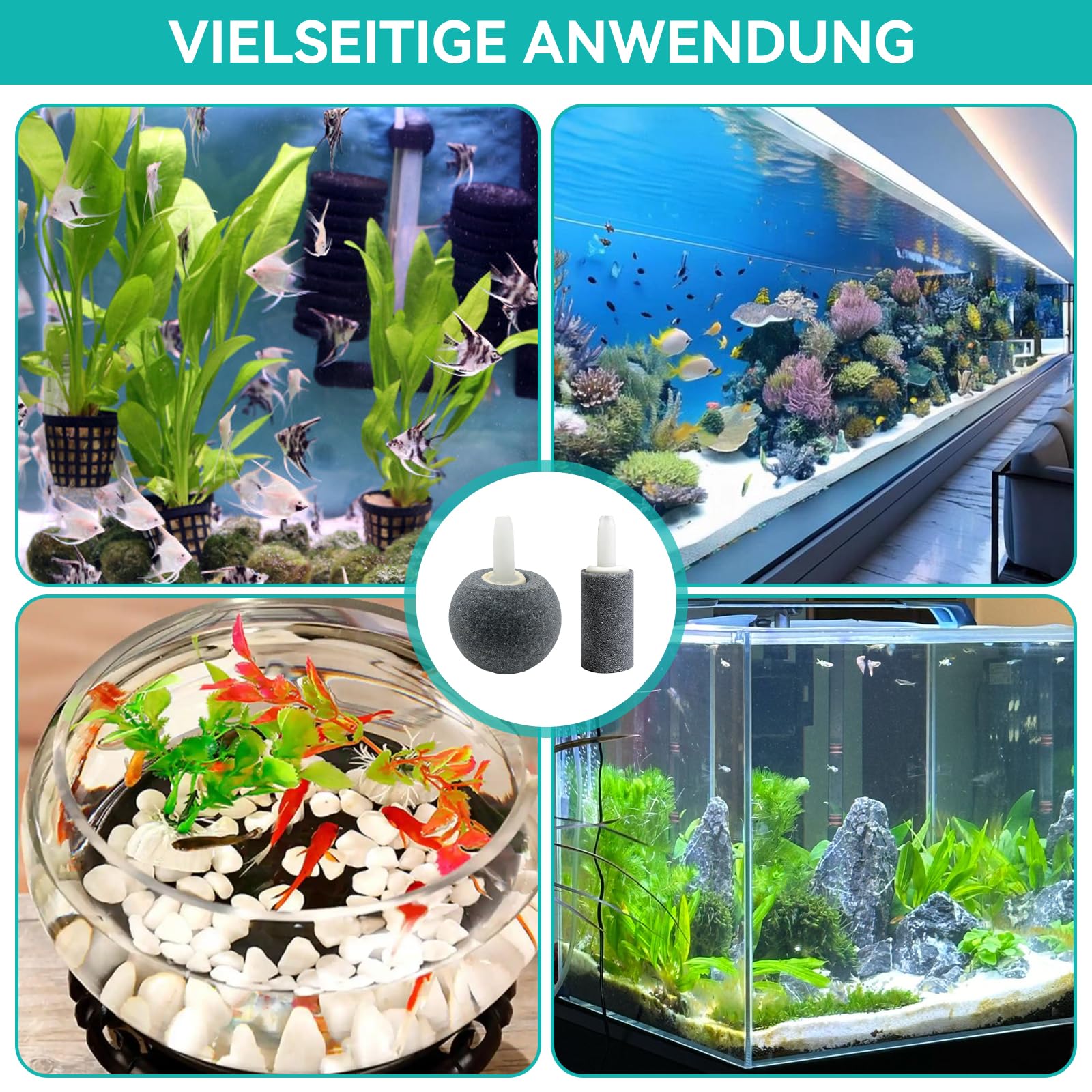 20 Stück Aquarium Luftstein Sauerstoffsteinscheibe Zylinderförmig und Kugelförmig Form des Steins Sauerstoff Diffusor für Luftpumpen,Eimer,Hydropnik,Kleine Teiche(15 mm, 28 mm)