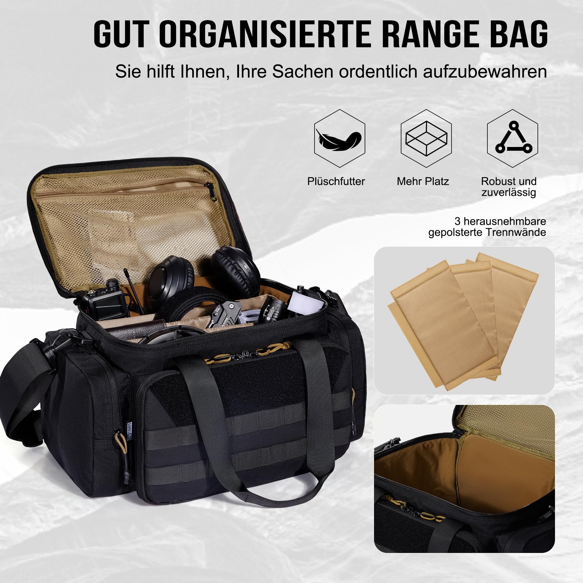 Range Bag Torba na strzelnicę, torba policyjna, torba na broń taktyczną na polowanie, strzelnicę, wędkarstwo, turystykę, outdoor