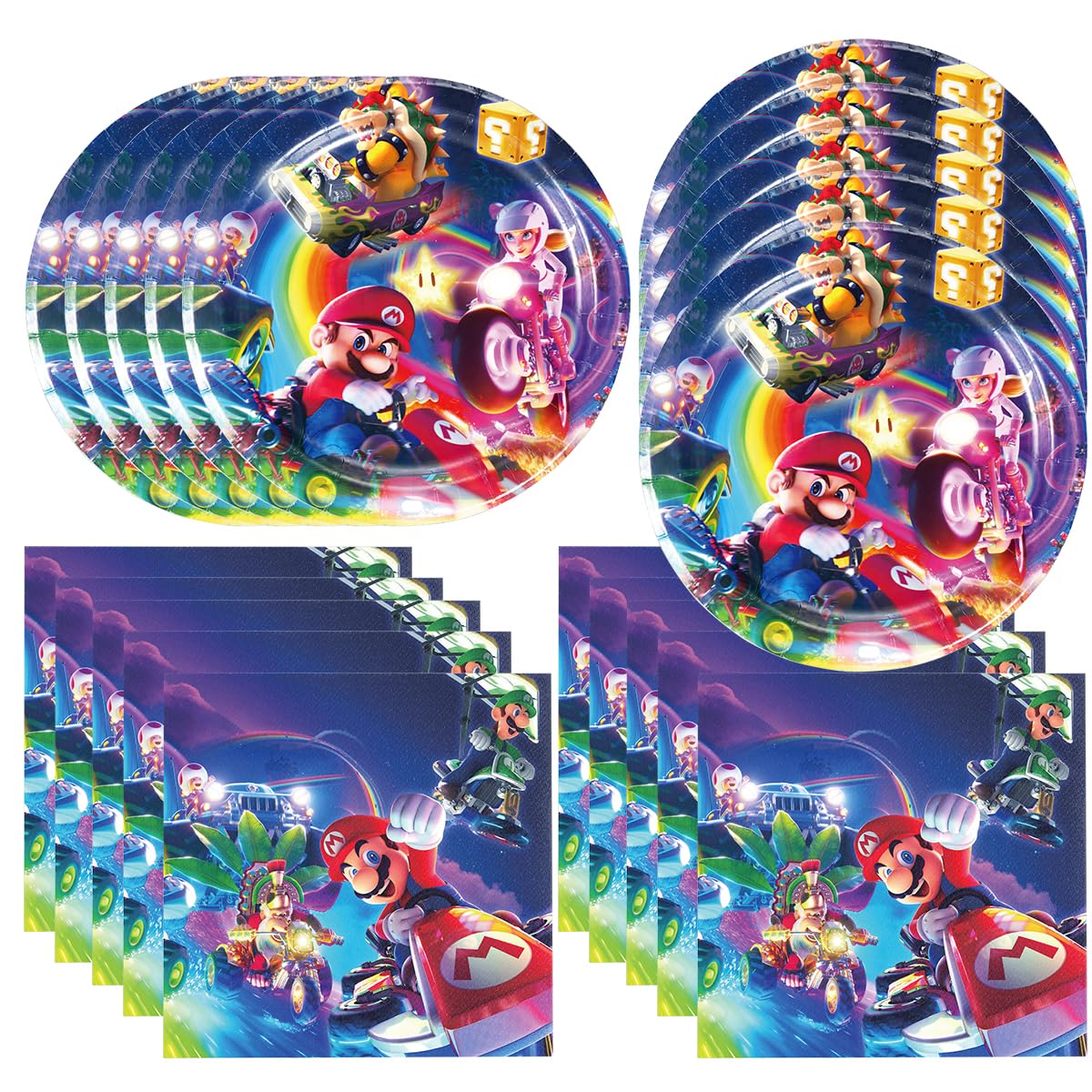 Fuyhiuous 40Pack Mario Move birthday Party Supplies include 20 plates, 20 napkins for the Mario Move party Decoration