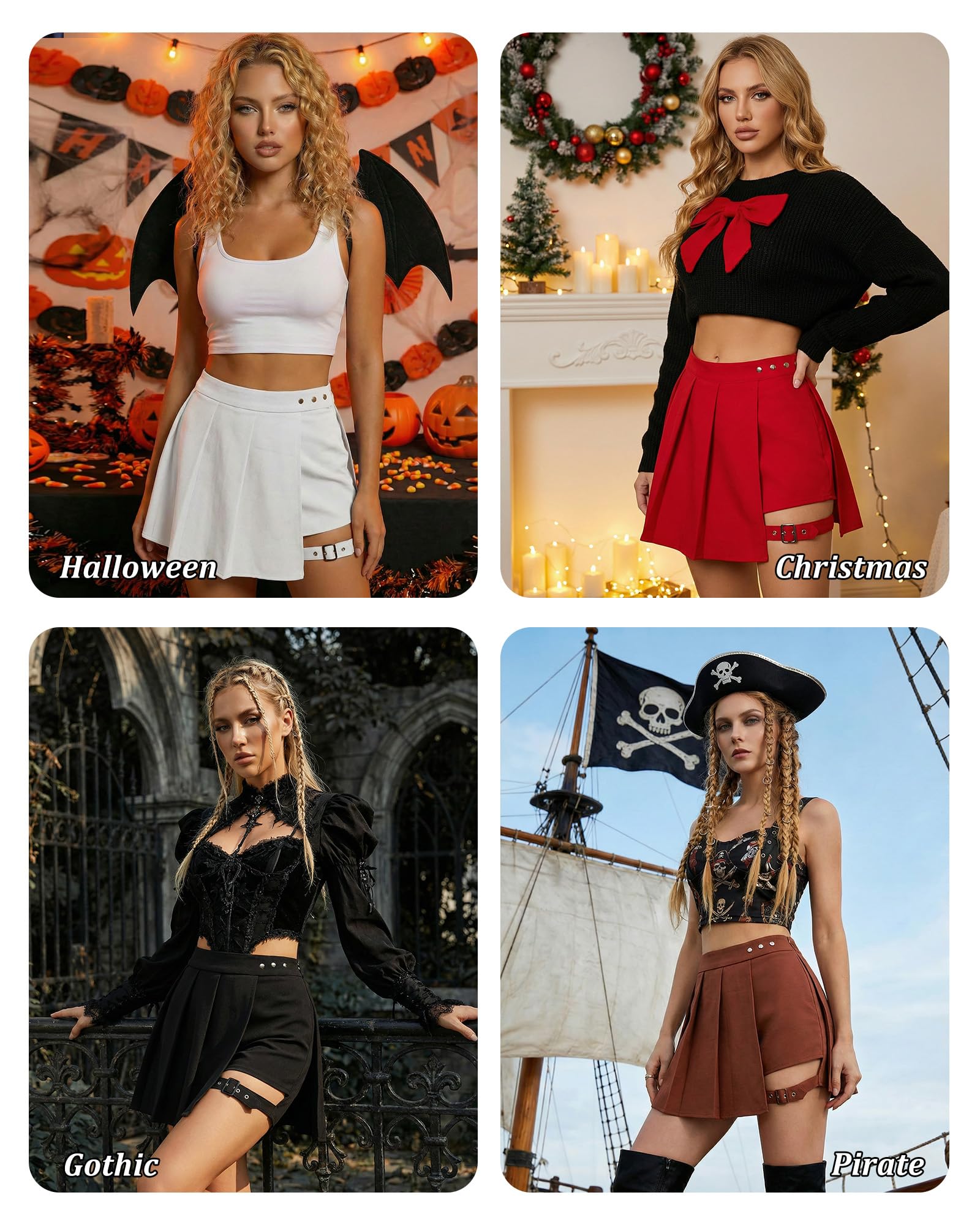 TRIWORKS Damen Hosenrock, A-Linie Minirock, Asymmetrisch, mit Schnalle und Reißverschluss, elastischer Bund, für Alltag & Sommer