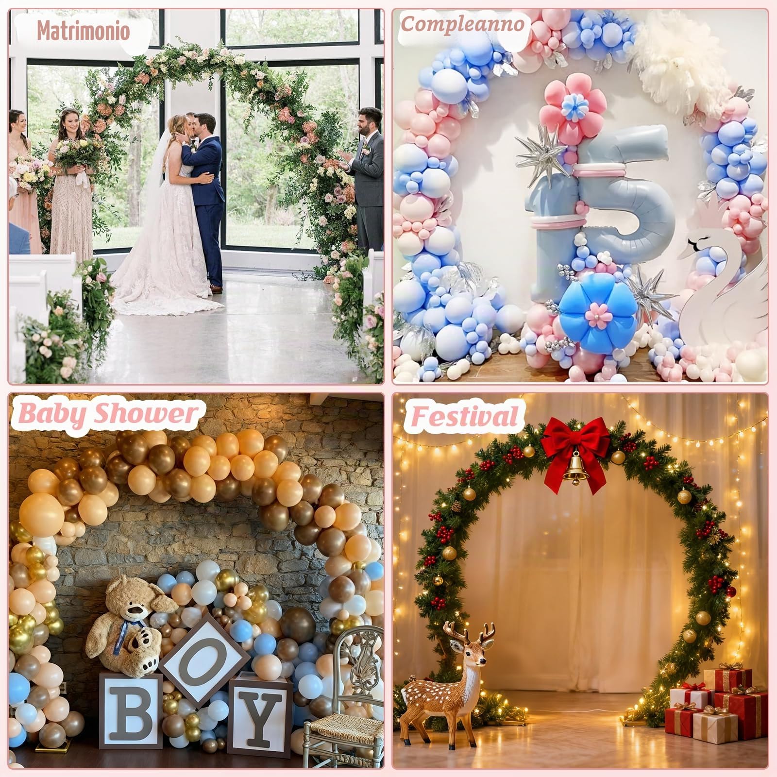 PlusFive 2,5 m - Set di archi da sposa in oro, con palloncini in metallo, per matrimonio, compleanno, festa