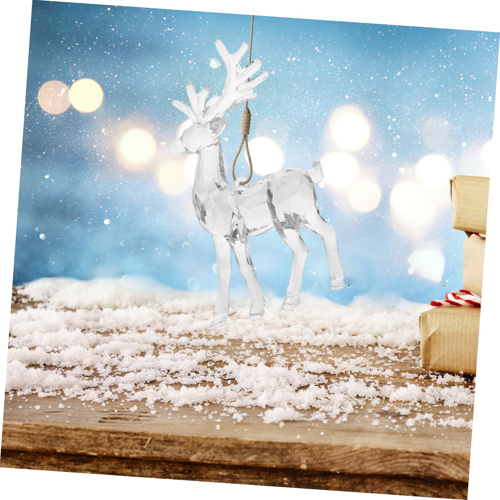 8 Pièces Ornement d'arbre De Renne Ornement Suspendu Wapiti Centre De Table des Fêtes Décor De Renne De Noël Ornements d'arbre De Noël Wapiti Figure De Renne Transparent Acrylique