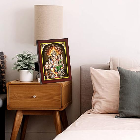 zig zag Lakshmi Narasimha Swamy Small Photo Frame For Wall, Table, Temple, Pooja Room, Bring Blessings Home (6x8 inches, Acrylic Glass) 2