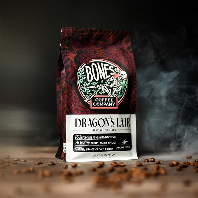Bones Coffee Company Dragon's Lair - Café Tostado Oscuro en Grano - Arábica - 12 Oz miniatura 4