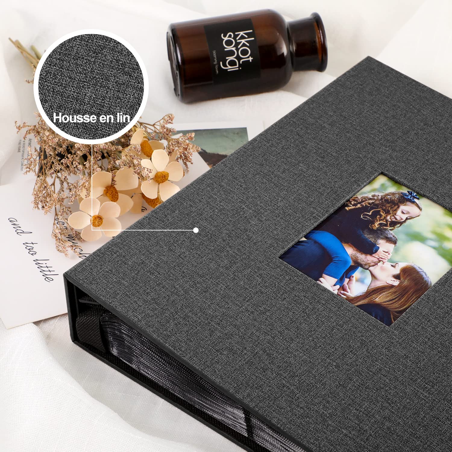 Lanpn Album Fotografico 10x15 1000 Tasche, Grande Biancheria Album Foto Portafoto Verticale 10x15cm Tascabile Tasca Nero