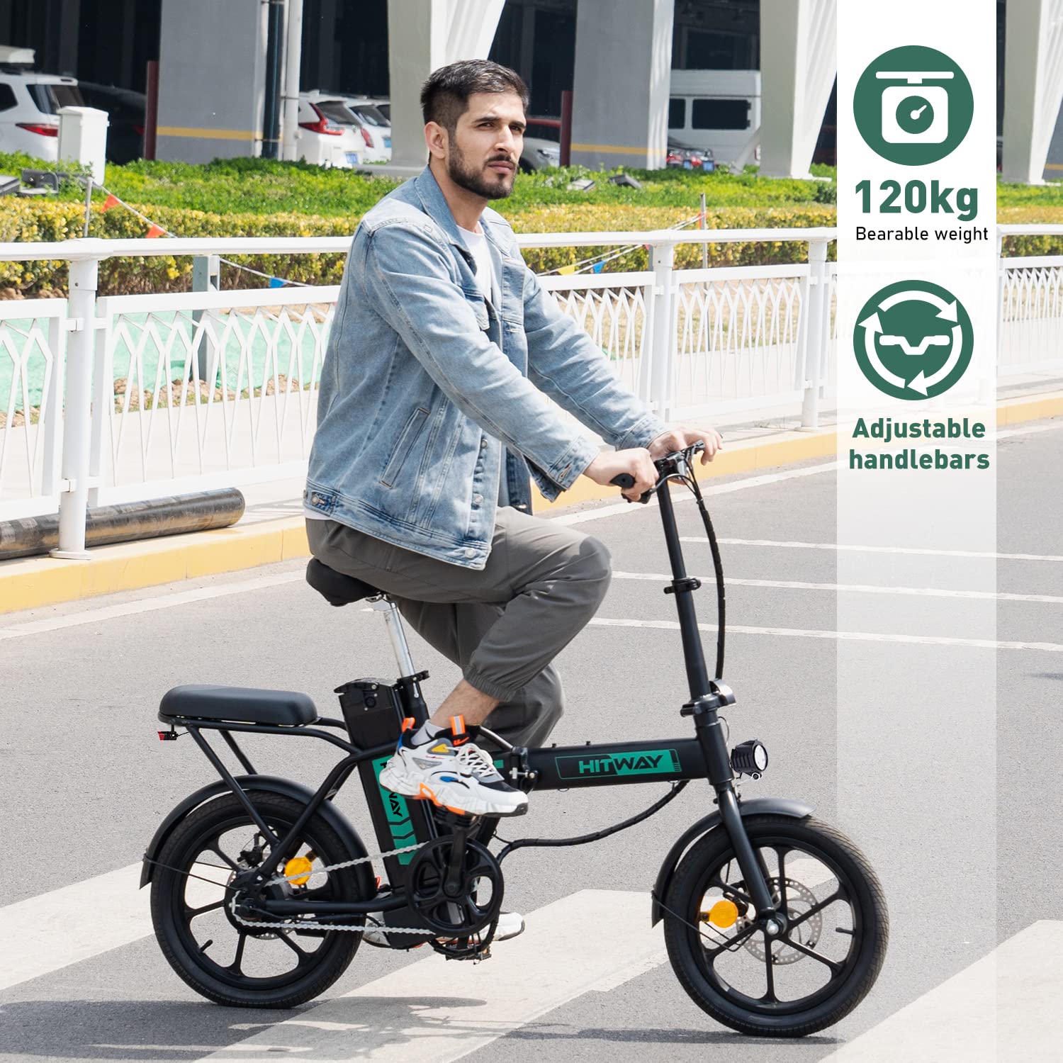 HITWAY BK5S Bicicleta Eléctrica Plegable 250W, Batería 36V 13Ah, Autonomía 45-100 km, Display LCD, IP54 Impermeable, E-Bike Pedelec 25 km/h para Hombre y Mujer
