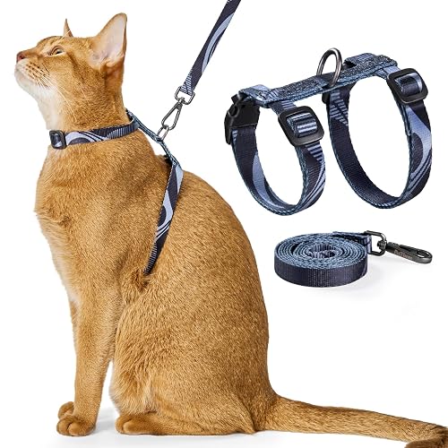 PetThem Adjustable Cat Harness and Leash Set (Brooklyn Grey)