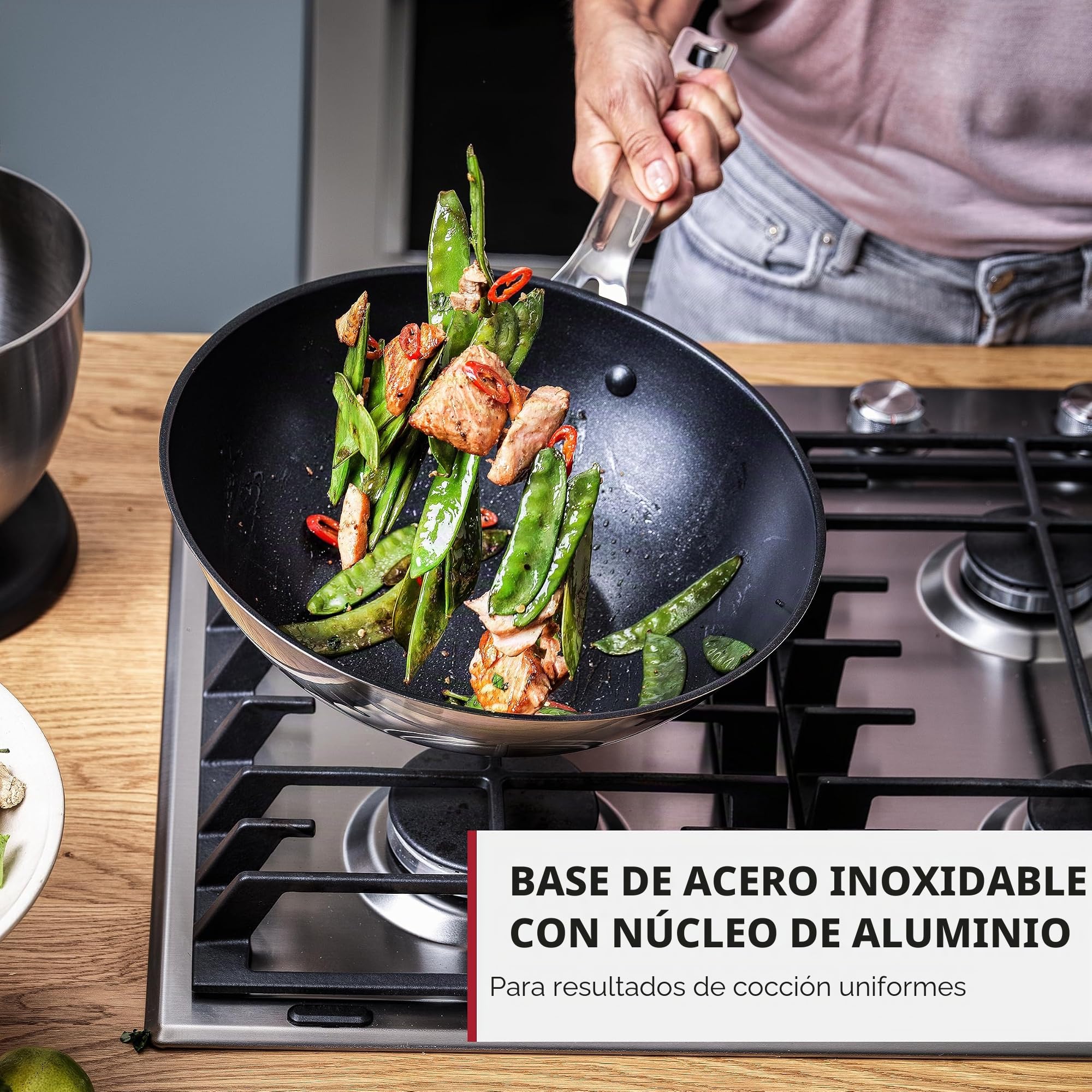 KitchenAid Stainless Steel Batería de Cocina Antiadherente de Acero Inoxidable con Tapa, Apto para Todo Tipo de Cocinas, Inducción, Horno y Lavavajillas, 20/24 cm + Cazo 16 cm/1,5L, 5 piezas