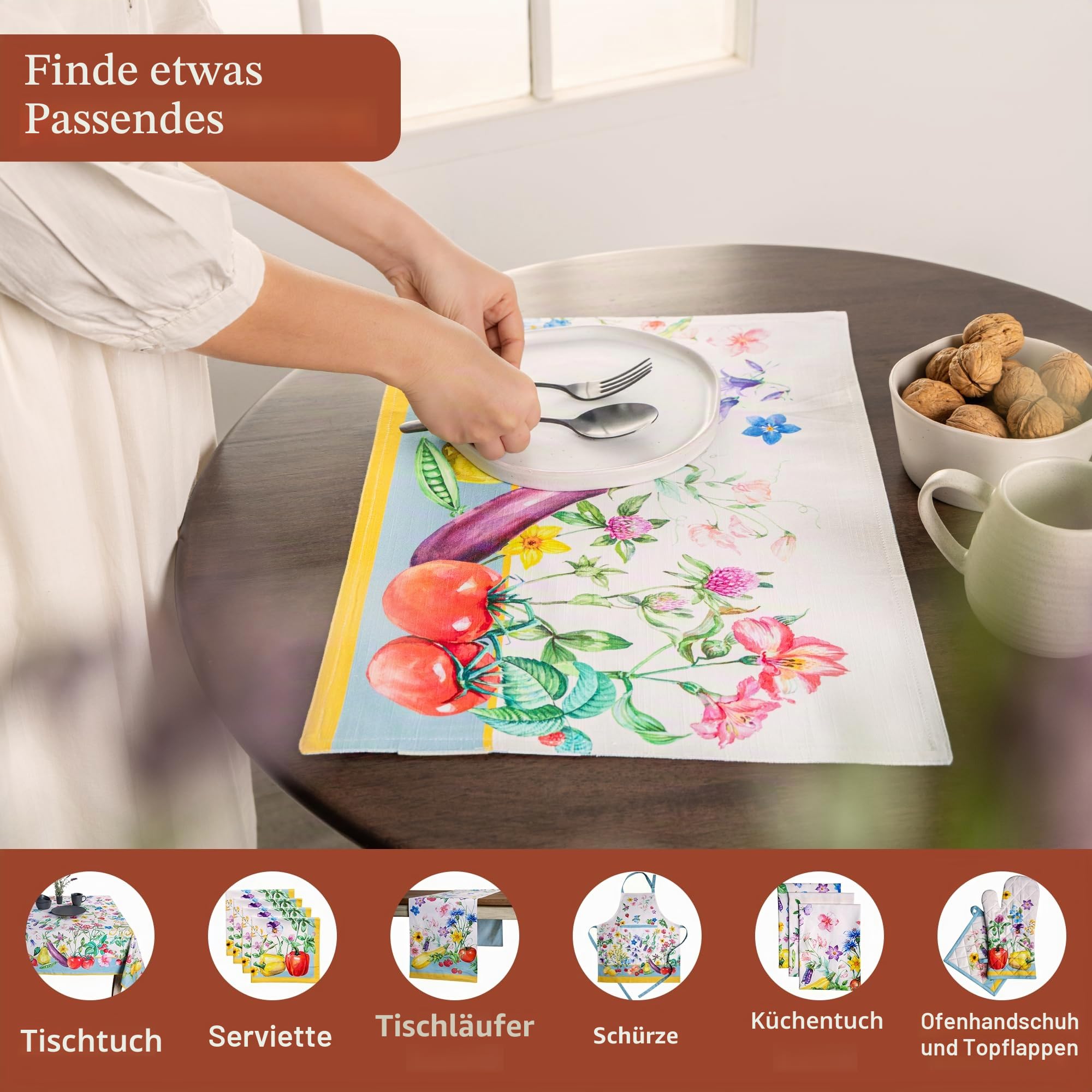 Maison d'Hermine Platzsets, 4er-Set, 100% Baumwolle, waschbar, wiederverwendbar, für Zuhause, Küche, Esszimmer, Party, Hochzeit, Restaurant, Frühjahr Sommer (Giverny, 33 cm x 48 cm)