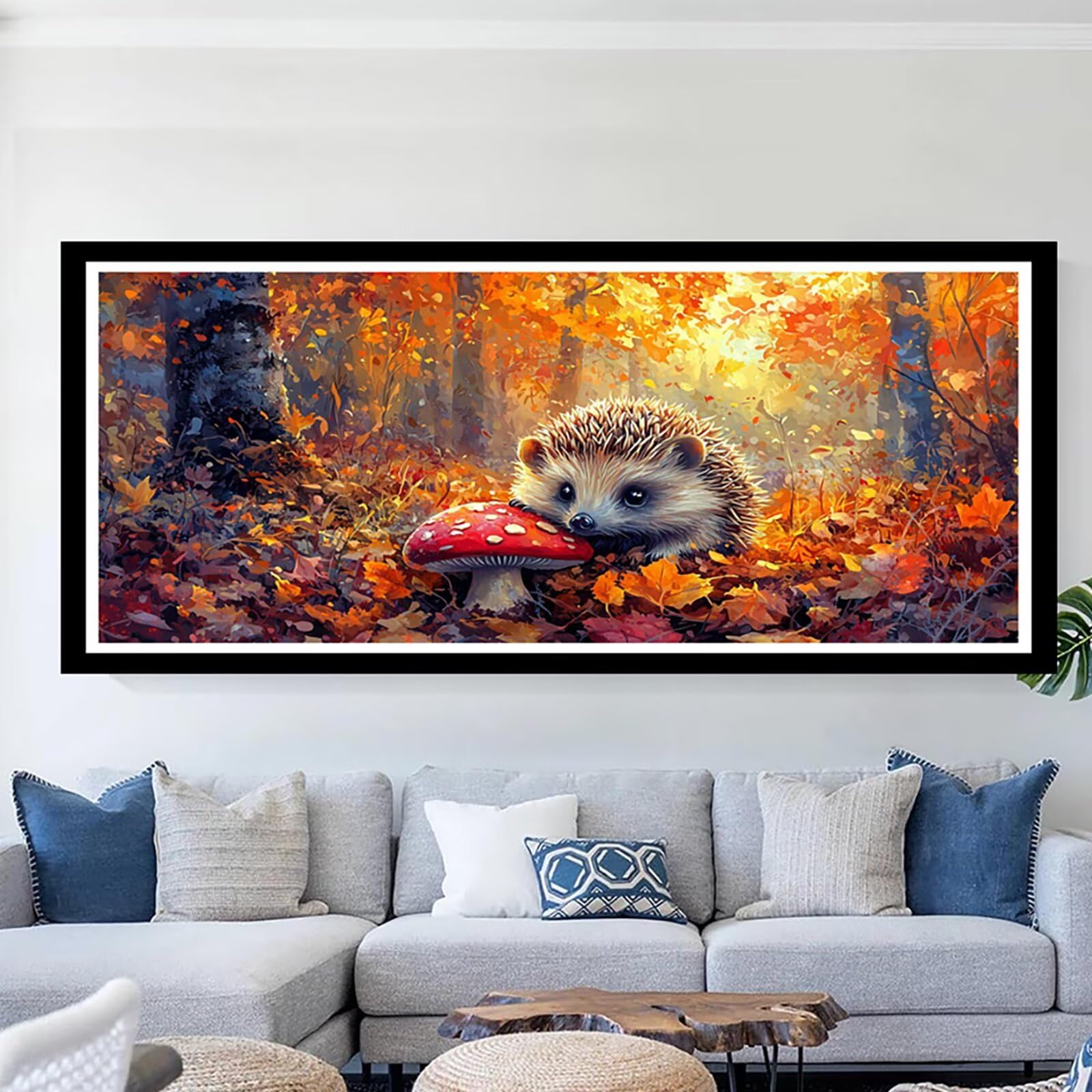 Diamentowe malowanie jeż 5D diamentowe rysunki, DIY diamentowe malowanie dorośli grzyb diamentowy obraz zestaw DIY dzieci kryształ prezent na ścianę domu 55x110cm CJ0P-447