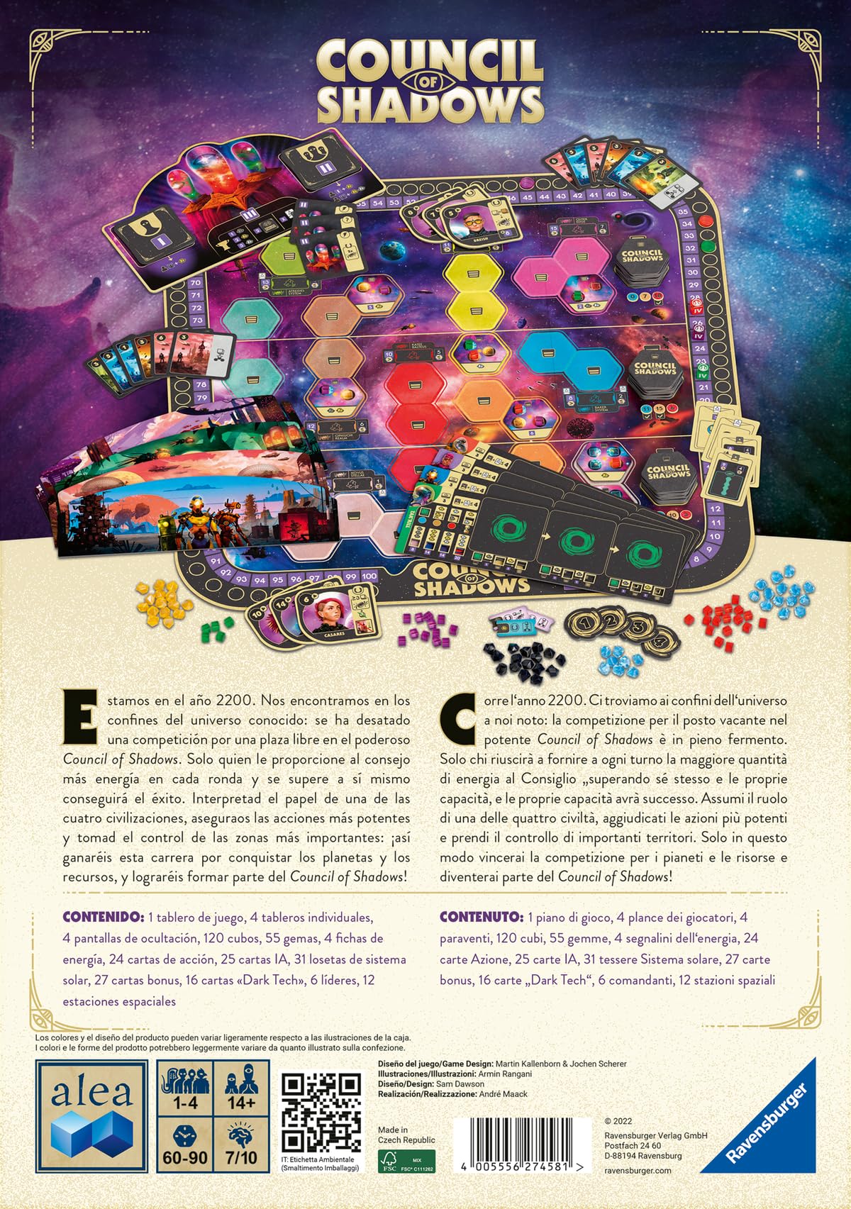 Ravensburger - Alea Council of Shadows | Juegos De Mesa Adulto | Juego para Niños A Partir De 14 Años | 1-4 Jugadores | Regalos Originales | Juegos De Mesa