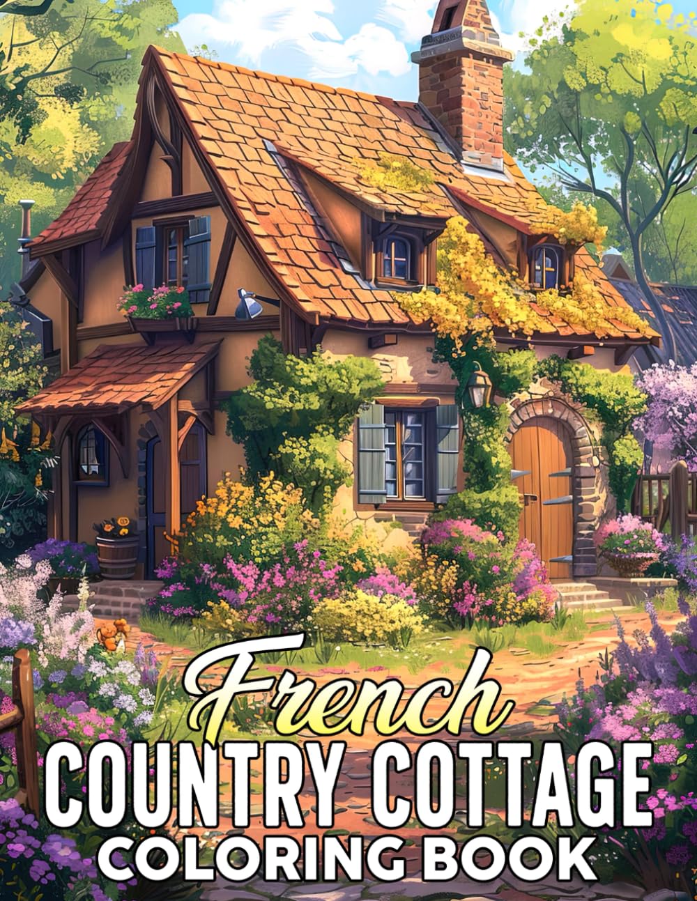 French Country Cottage Coloring Book: Explore the Serene Charm of Countryside Coloring Pages with Scenic Landscapes, And Blooming Gardens For Teens & Adults Anxiety Relieving