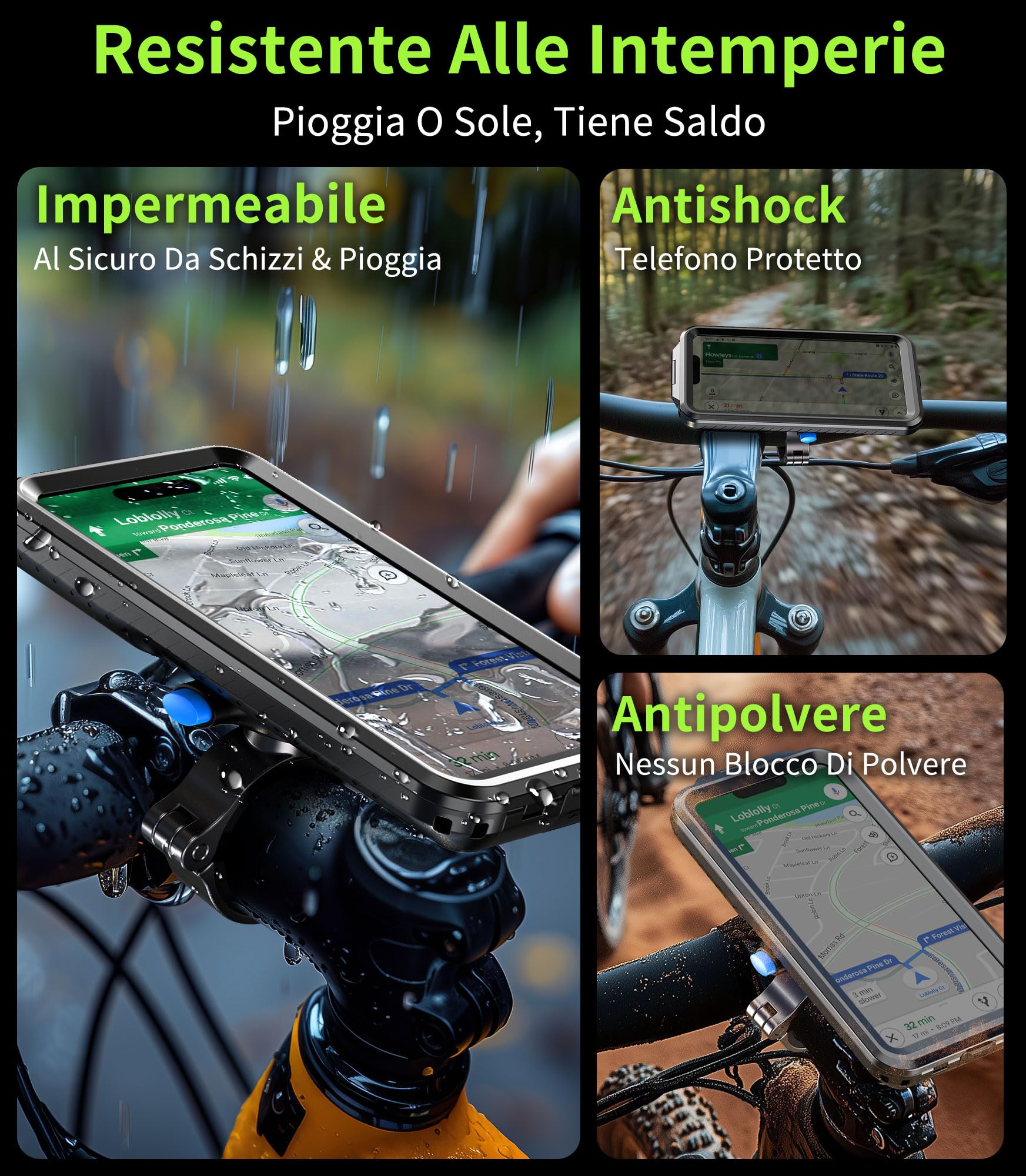 Cozycase 1s 1-Clic Antifurto Impermeabile Porta Telefono Bici Moto, Piccola | Supporto Cover Cell Universale Per iPhone 17 16 15 14 13 12 Mini Pro 16e 17e XR Samsung Galaxy S26 S25 S24 S23 S22 S21 Plus
