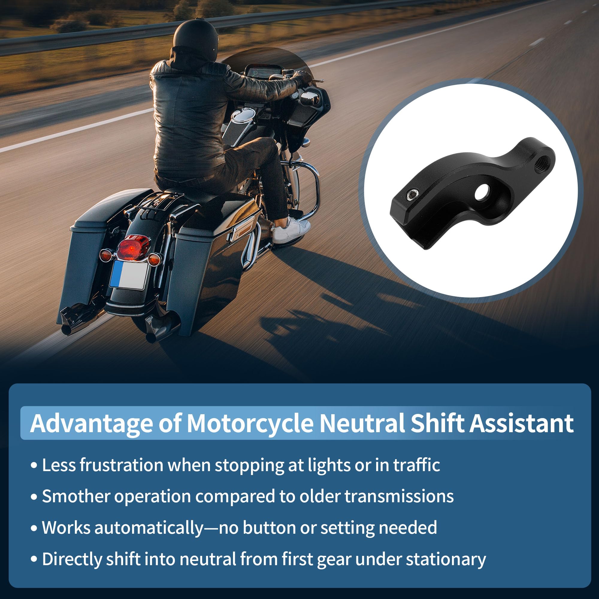 X AUTOHAUX Assistente cambio neutro per Harley Davidson Touring 2018-2025 per Harley Softail 2018+ Staffa ausiliaria Assistente cambio neutro 20% più facile Nero CNC