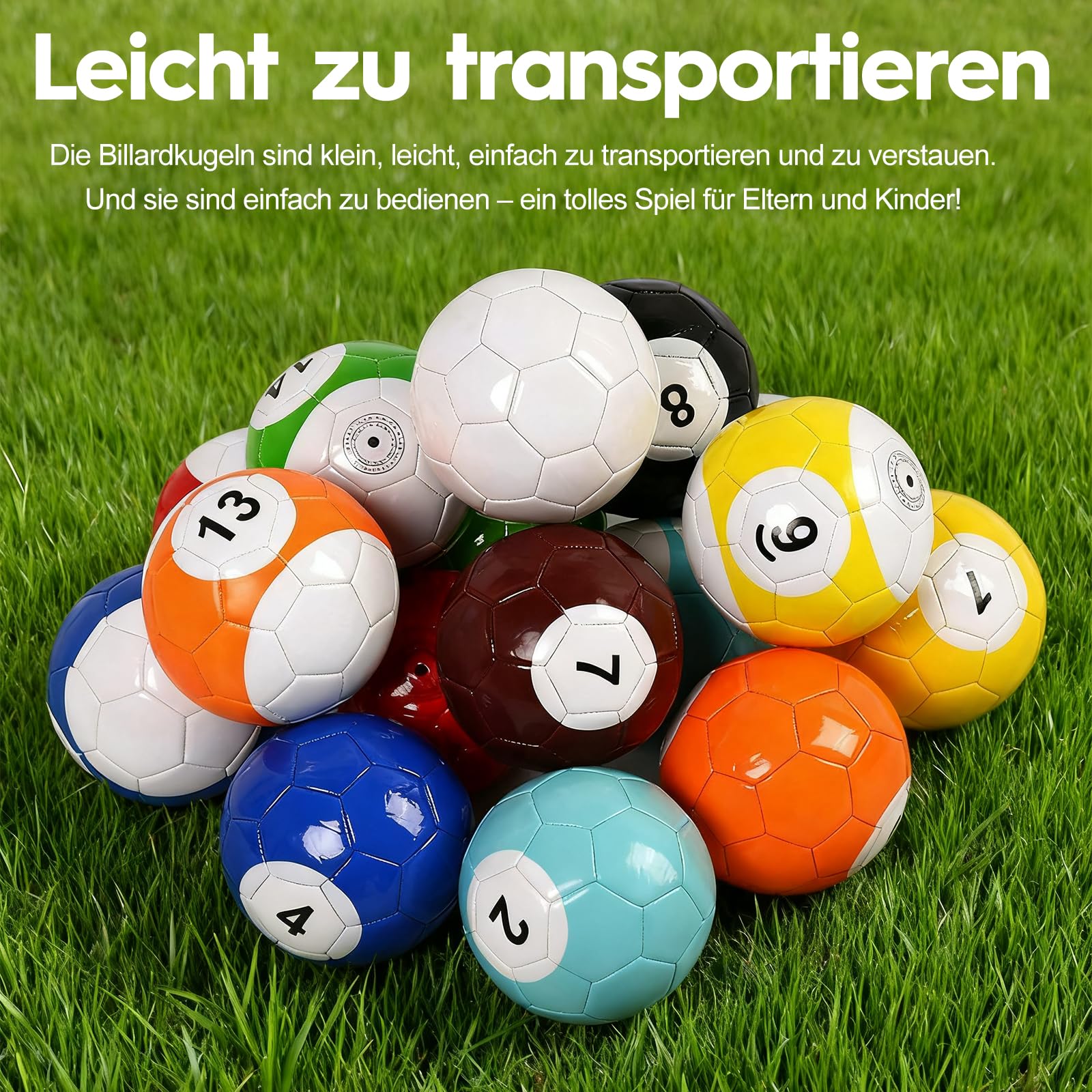 16 Teiliges Leder FußBall Pool Kick Billard Set, Sportspiel FüR Erwachsene, FüR HinterhofräUme, AußEn- Und Innenbereich