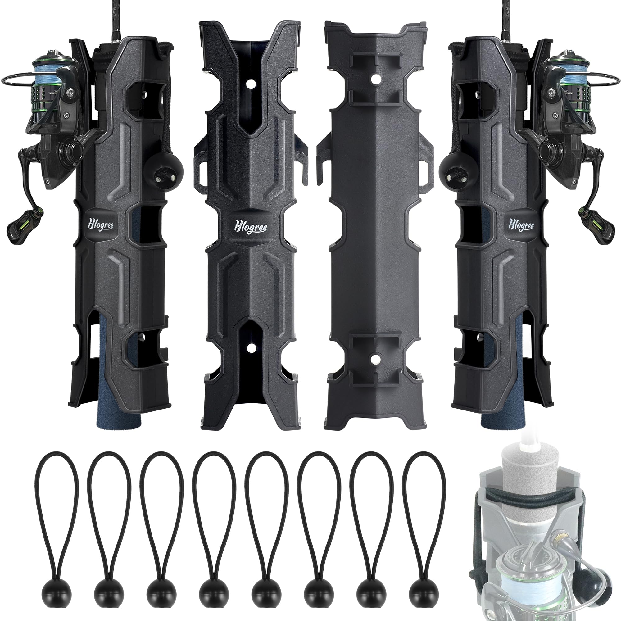 MECHA-X 4PCS Rod Holder for Boat,Wall Mounted Boat Rod Holders for Fishing,Fishing Tube Rod Holder for Boats,Garage,Cooler,Trailer,Pole Holders Side Mount for Storage with Scews & 8 Ball Bungees