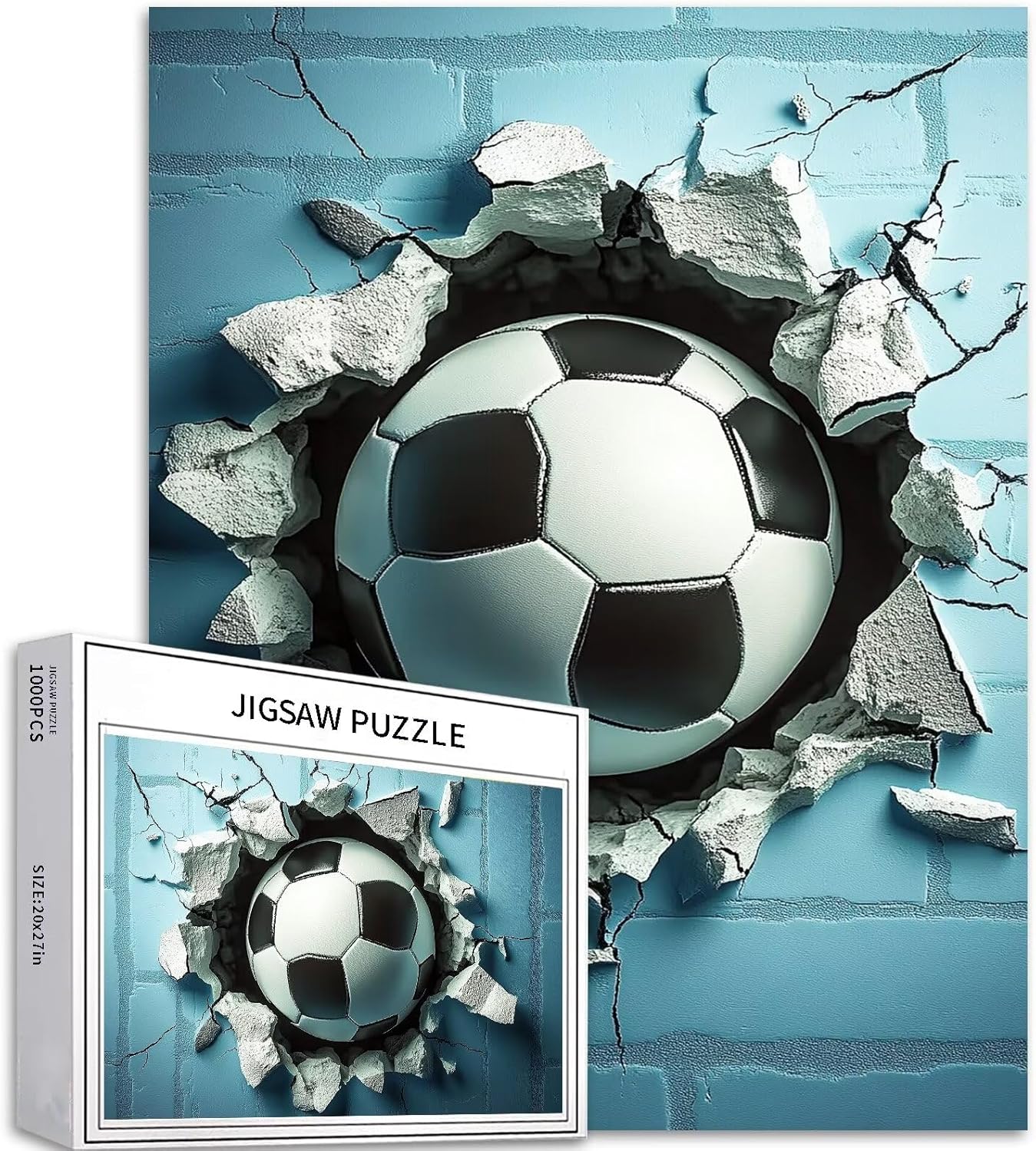 Soccer 1000 Piece Jigsaw Puzzles for Adults Football Goal Puzzles Sports Graffiti Puzzle Challenging Family Activity Games Colorful DIY Craft Puzzle for Home Decor Gifts 27×20 Inches