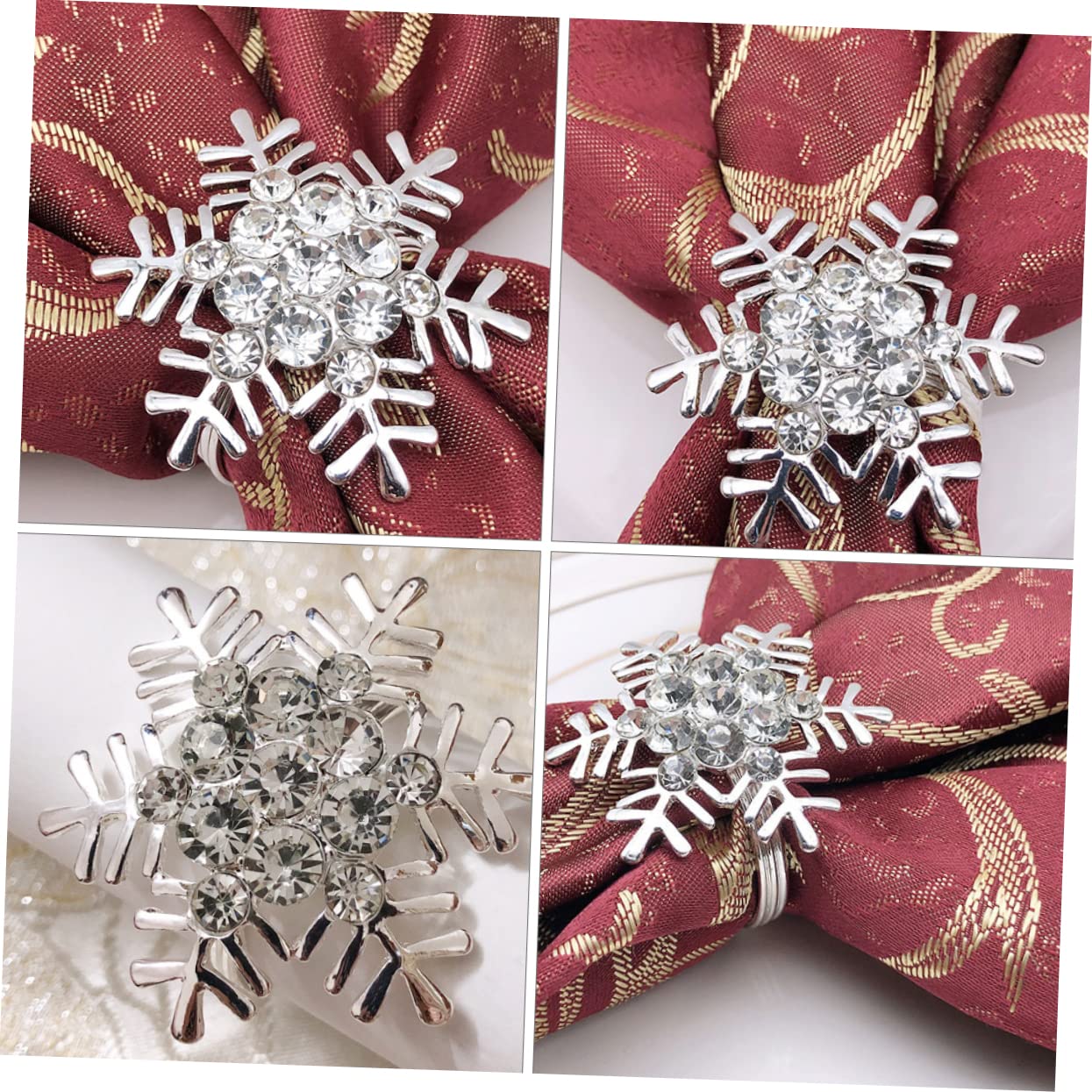 Ciieeo 3sätze Weihnachts-Napkin Clasps Schneeflocken-Design Rhinestone Napkin Für Festliche Tischdekoration Accessoire Für Weihnachten Hochzeiten Und Feiern