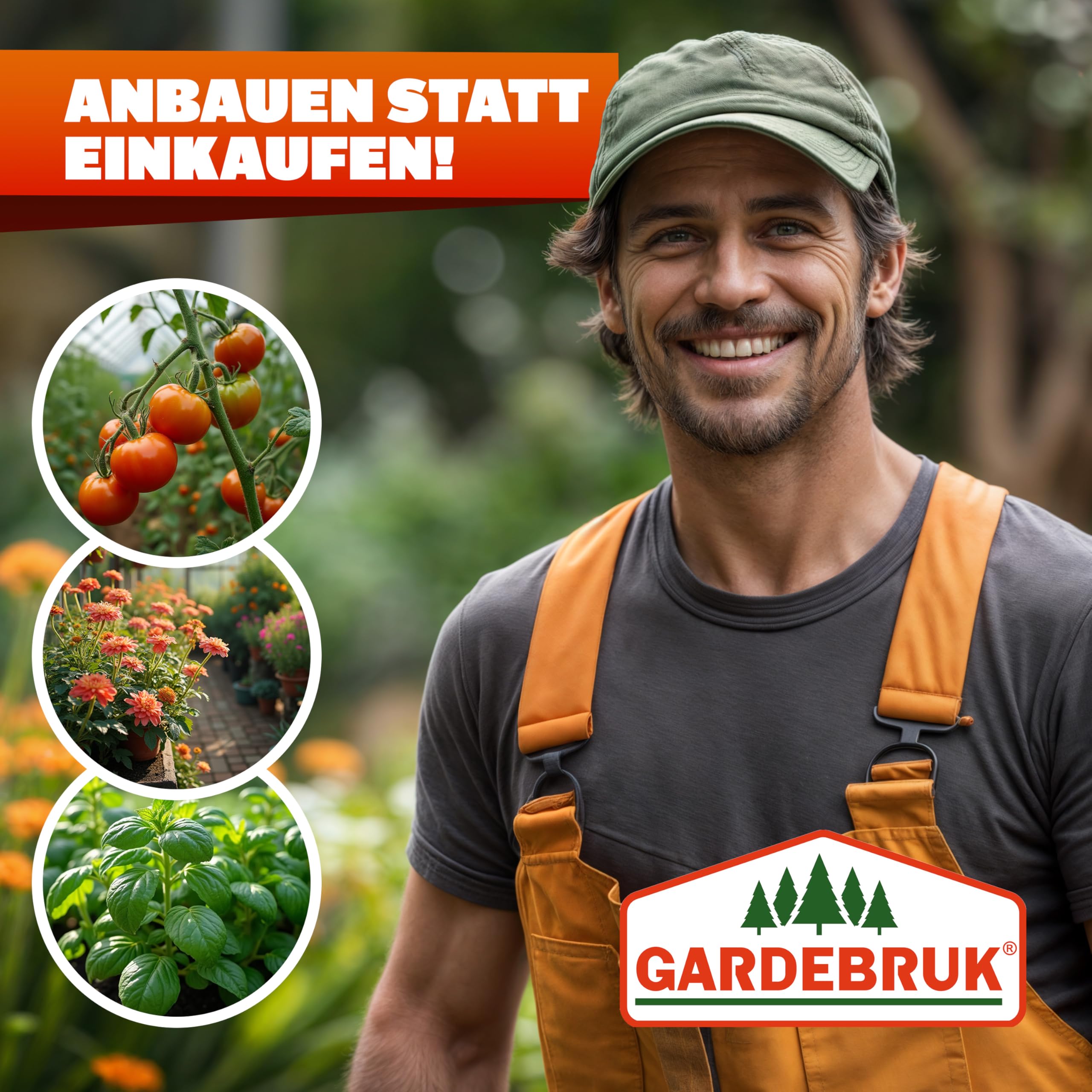 GARDEBRUK® Gewächshaus Aluminium 3,6m² mit Fundament 190x190cm inkl. Dachfenster Tomatenhaus Treibhaus Anzuchthaus Garten Frühbeet Aufzucht 5,8m³