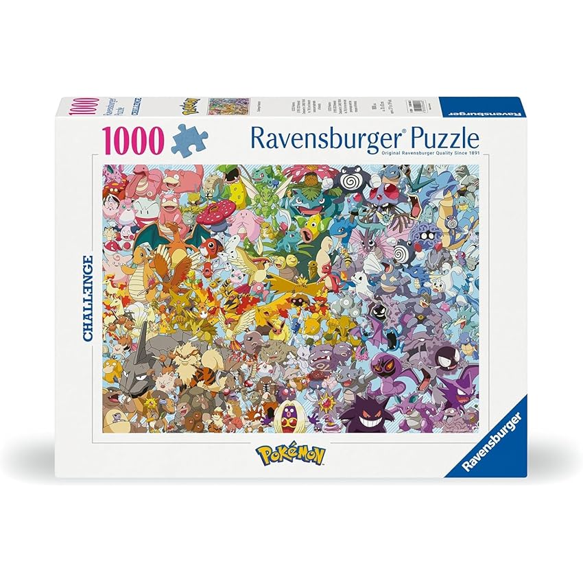 Ravensburger - Puzzle 1000 Pezzi Pokemon Challenge​ | Puzzle Per Adulti E Tutta La Famiglie | Dimensione Di 70x50 Cm | Regalo Adulti | Regali Natale