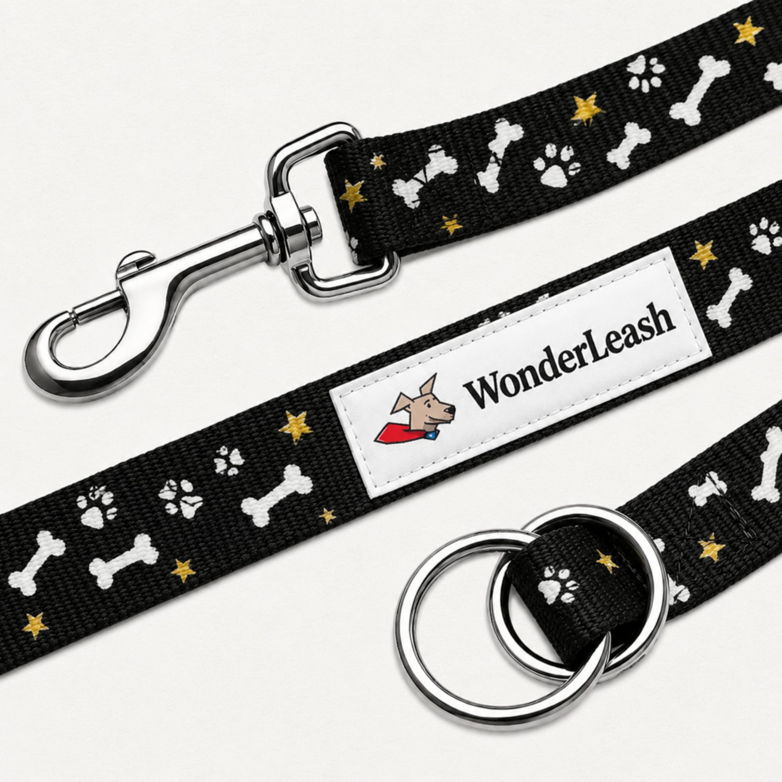 Wonderleash 3 in 1 Hundeleine für Hunde, robuste lange Linie, Trainingsleine mit Notfall-Halsband, bequemer Griff, geeignet für kleine Hunde (Schwarz, S)