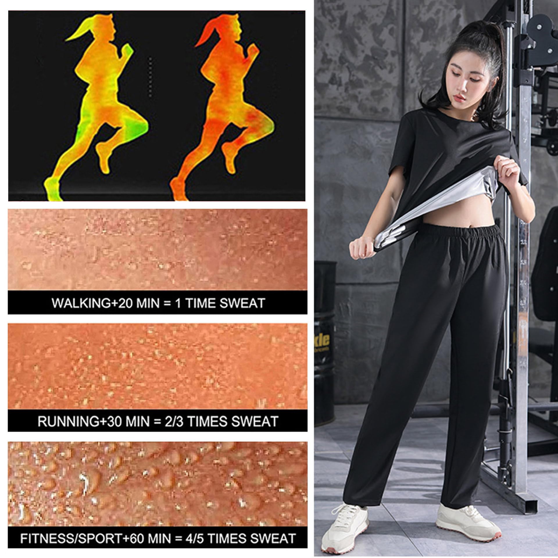 Traje Sauna Mujer Adelgazante, Trajes De Sudoración, Fajas Reductoras Mujer Adelgazantes, Trajes De Sudor Fitness Yoga Running Gimnasio, Conjunto De Pantalón Superior