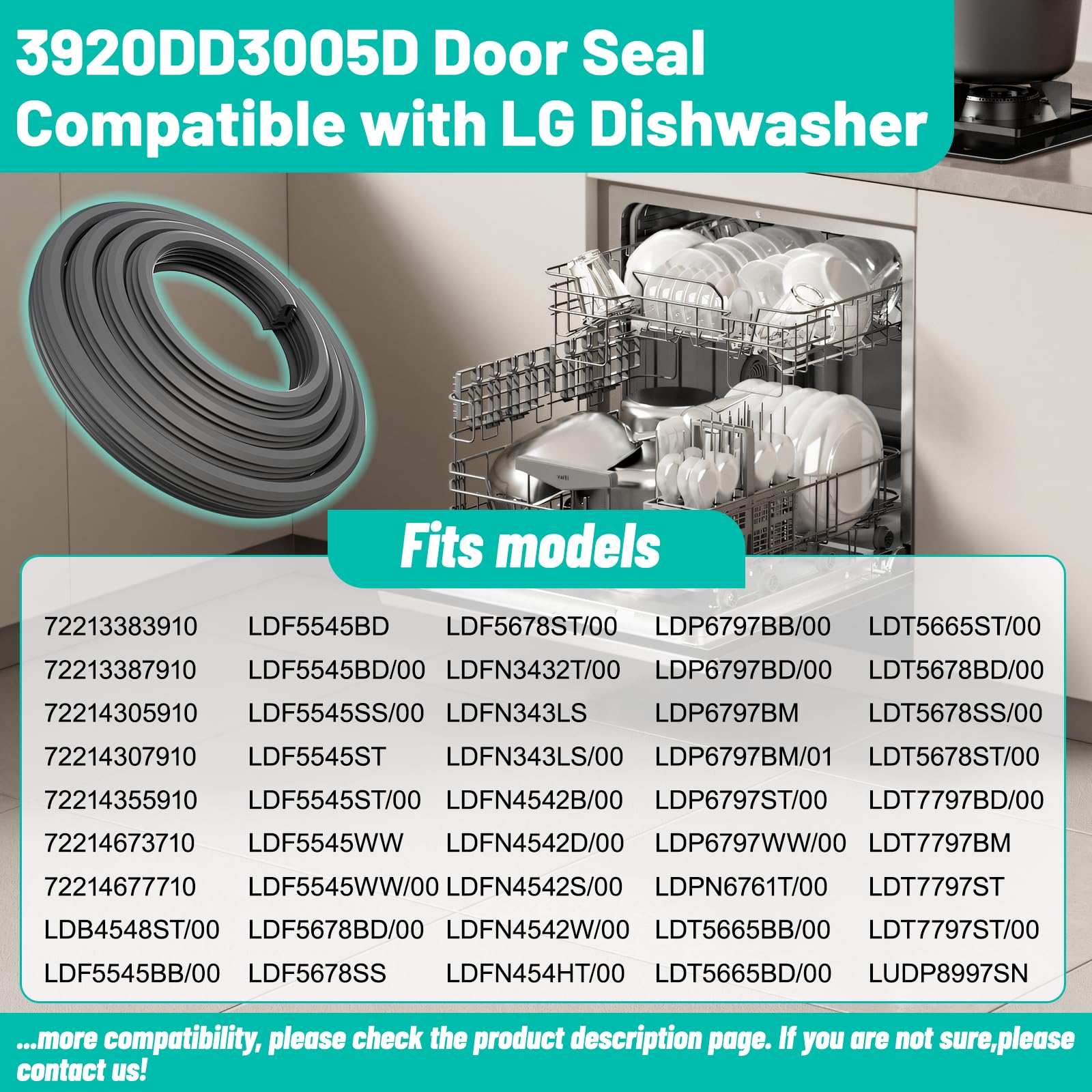 Joint De Porte Lave-vaisselle LG 3920DD3005A - Caoutchouc, Compatible Plusieurs Modèles (LDP6797, LDF5545, LDT5665...) - 11