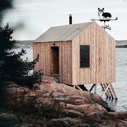 Miniatura 7 de Veleta para techo creativo Corgi Dog Weather Vanes para jardines al aire libre, arte de hierro negro, veleta meteorológica para casas, patio, césped