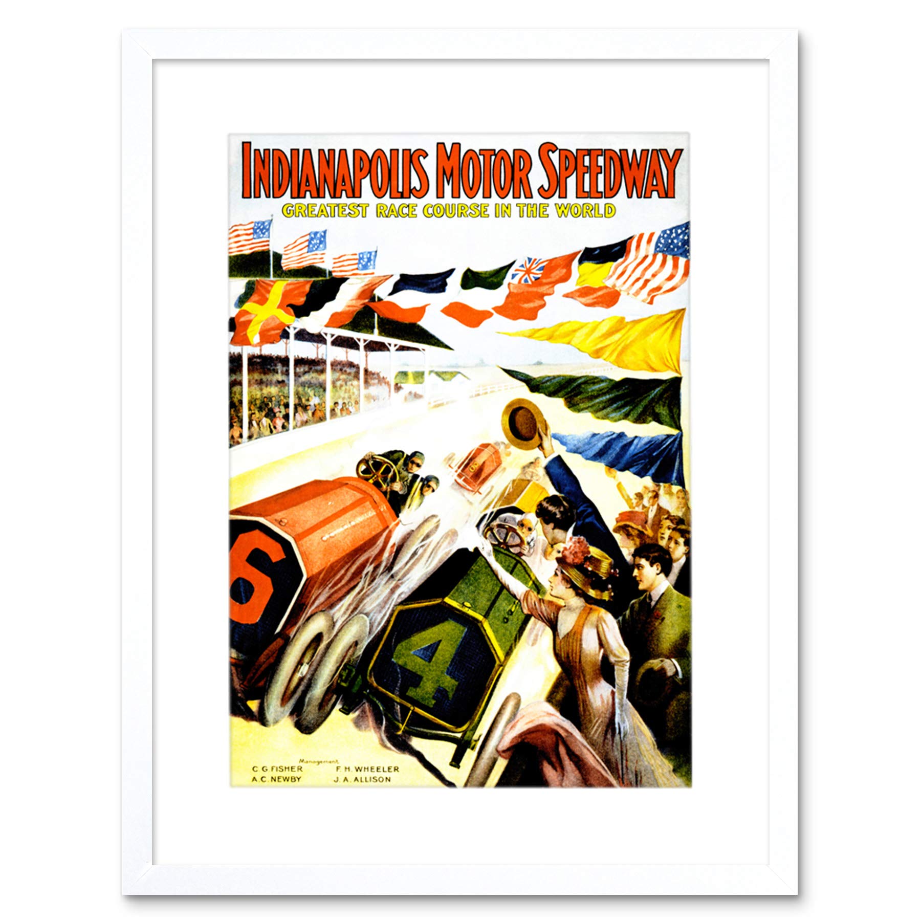 Wee Blue Coo Sport Race Indianapolis Motor Speedway Indy 500 Art Wood Frame Picture Framed Wall Art Print