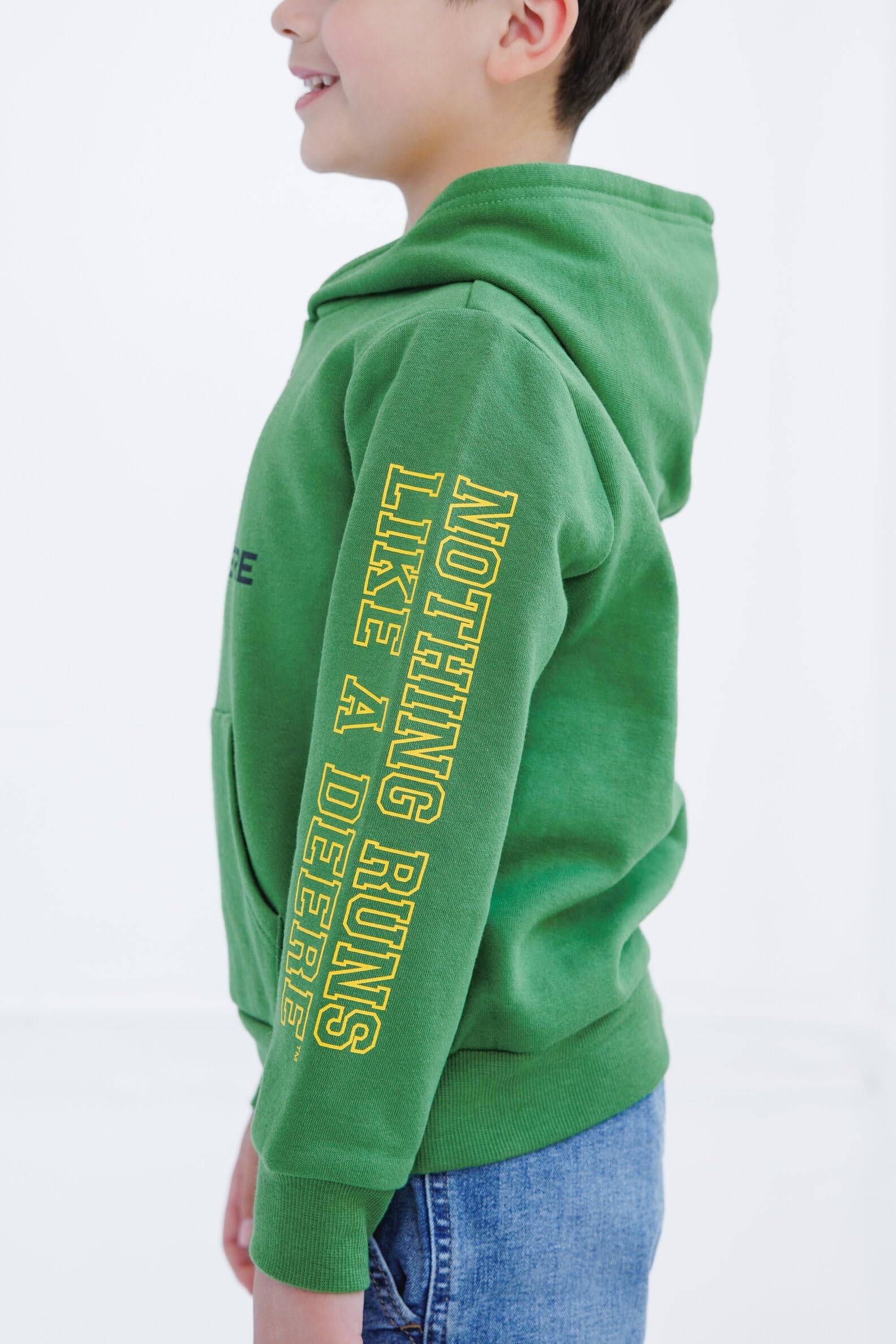 John Deere Felpa con cappuccio in pile con logo, da bambino a adulto, taglie (2T - 2XL)