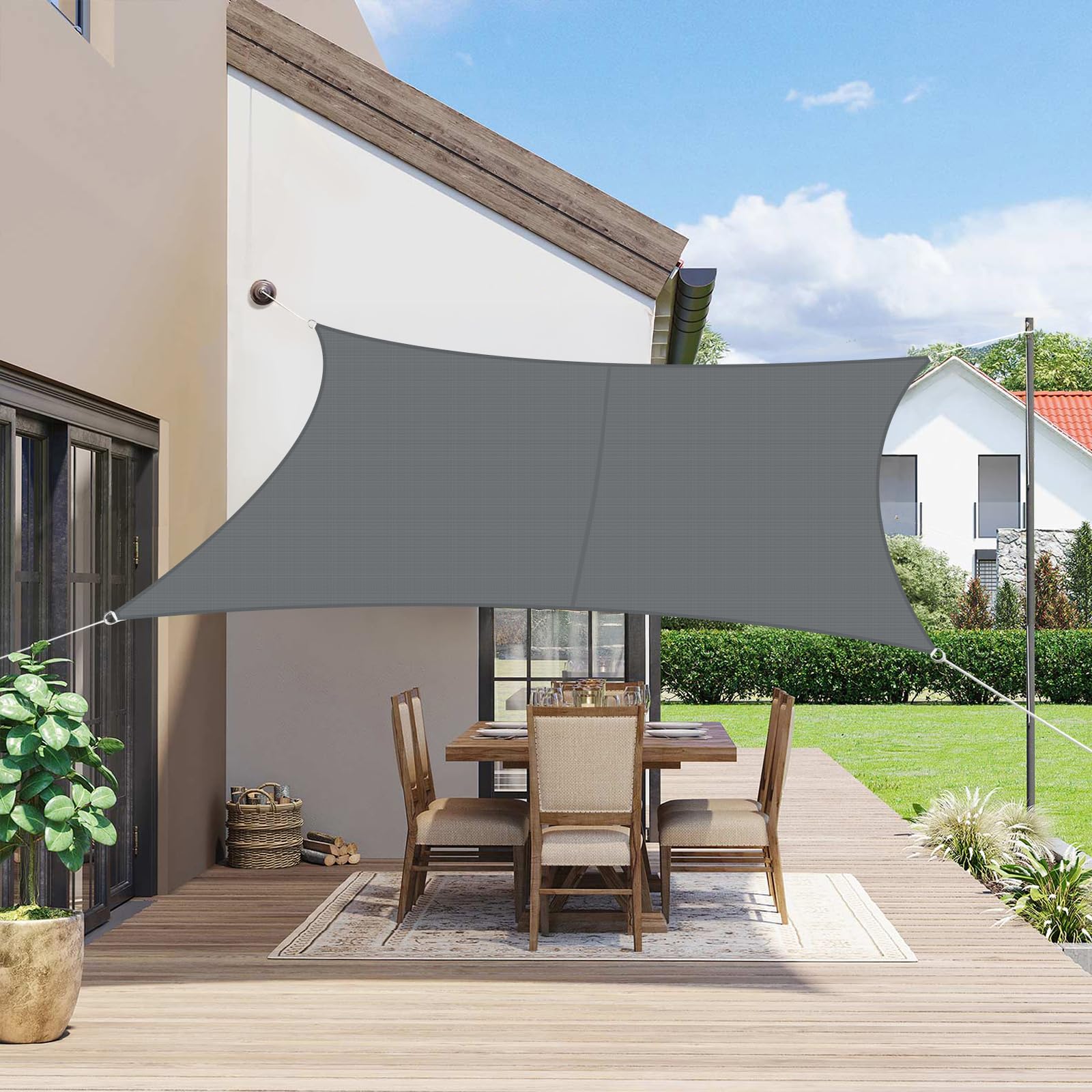 Toile ombrage UV protection imperméable 2x4m gris anthracite pour se protéger de la pluie