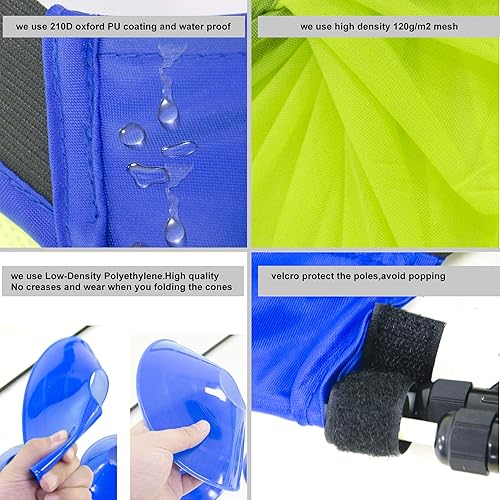 Miniatura 8 de Poray Soccer Goal for Kid Easy-up Set of Two Portable Soccer Net 210D Oxford with 8 Field Marker Cones Extra Stakes Fun for Backyard and Soccer