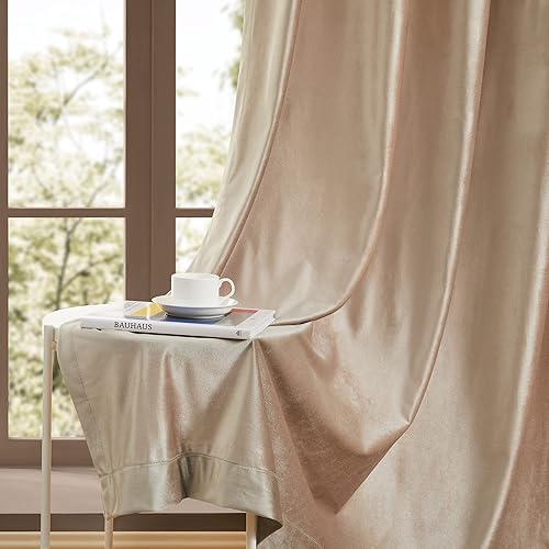 Miniatura 7 de BULBUL Cortinas grises plateadas de 90 pulgadas de largo, cortinas opacas de terciopelo para sala de estar, aislamiento térmico, decoración de