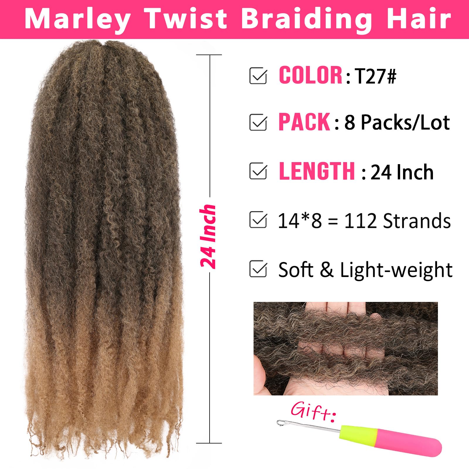 Amazon.com : RuiYok 24 Inch Marley Twist Crochet Braiding Hair 8