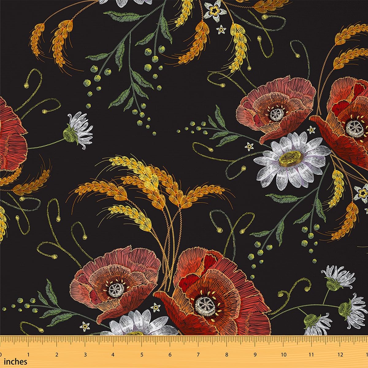 Daisy Waterproof Outdoor Botanical Floral Printed for Chairs - Sunflower Natural Theme Reupholstery Decor - 1 Yard (L92*W150cm)