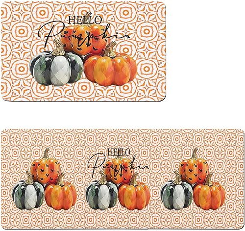 Tapete de baño con diseño geométrico de calabazas, antideslizante, de secado rápido y absorbente, de tierra de diatomeas, para fregadero de cocina,