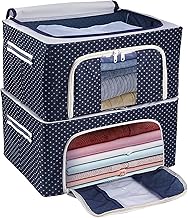 AVZEEGO Clothes Storage Box Foldable Steel Frame Clothes Organizer Storage Box for Wardrobe, Saree, Shirts, and Blankets (24 LTR PACK OF 4, oxford fabric)