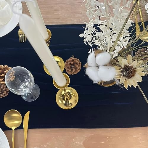 Miniatura 10 de Camino de mesa de terciopelo, paquete de 5 lujosas decoraciones de recepción de boda, tela de terciopelo suave, superposición de lino para fiesta