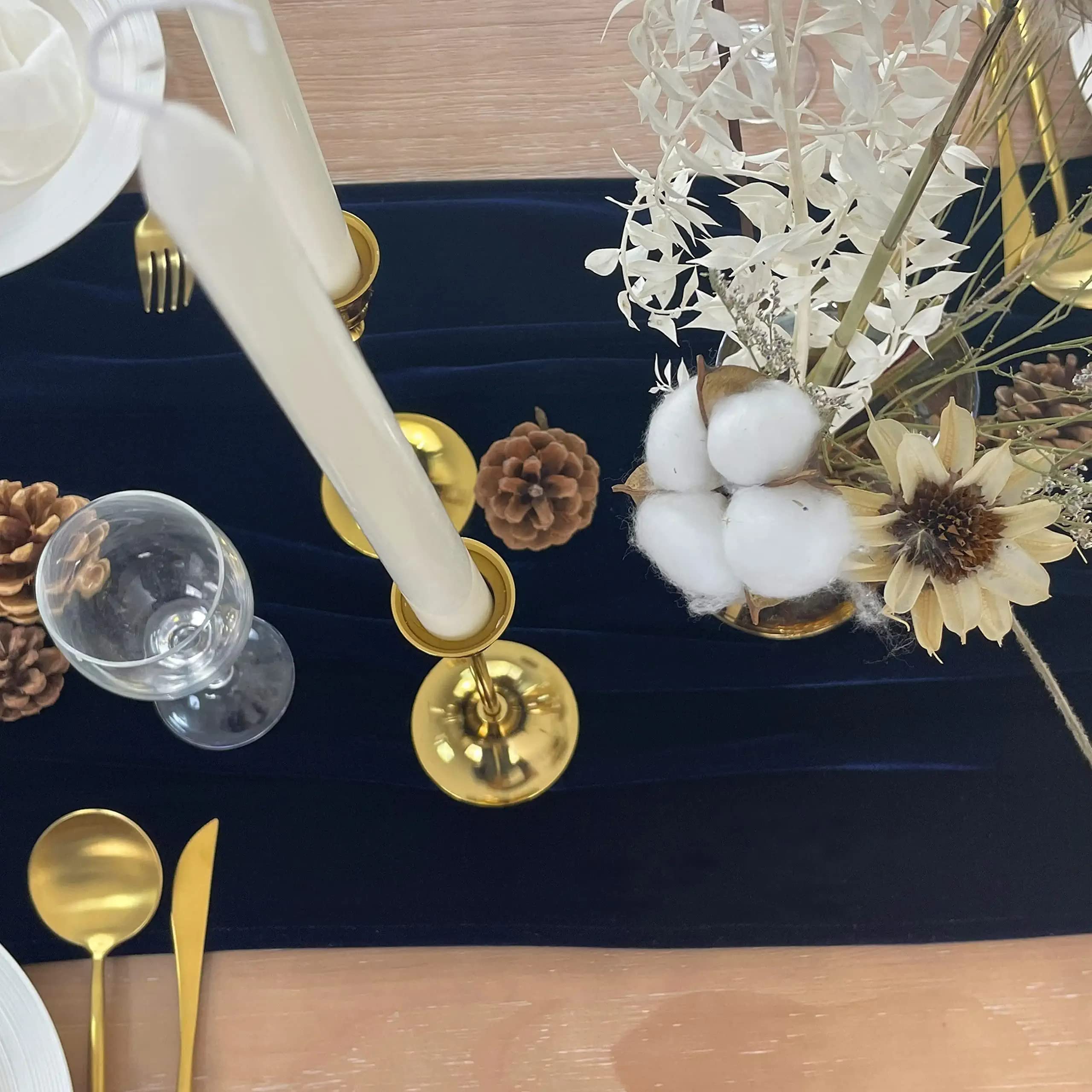 MLMC 2 Pack Black Velvet Table Runner 10ft Glossy Luxury Velvet Fall Table Runner - View #4