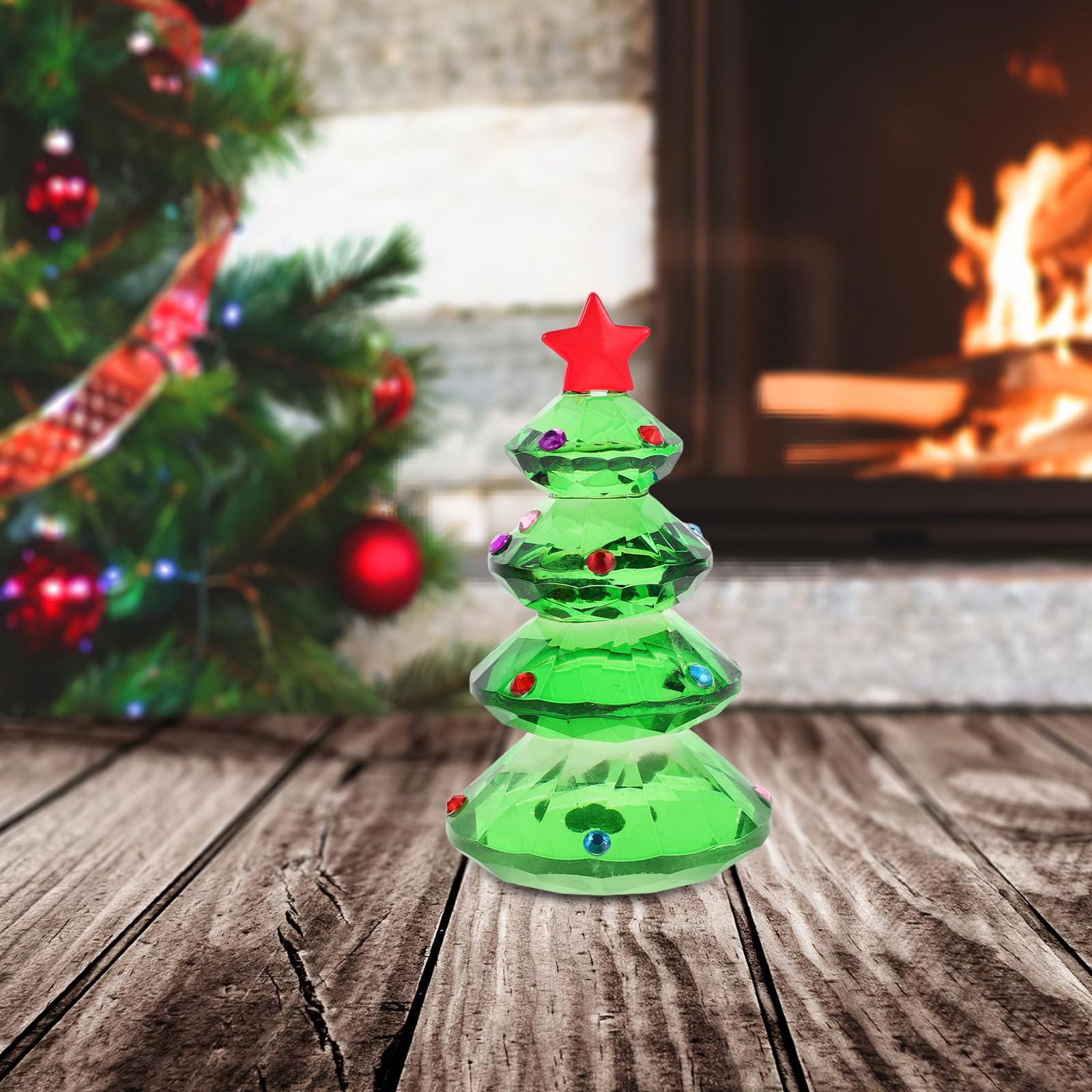 Beaupretty 3 Pièces Mini Sapin de Noël en Cristal Artificiel Vert Étoile
