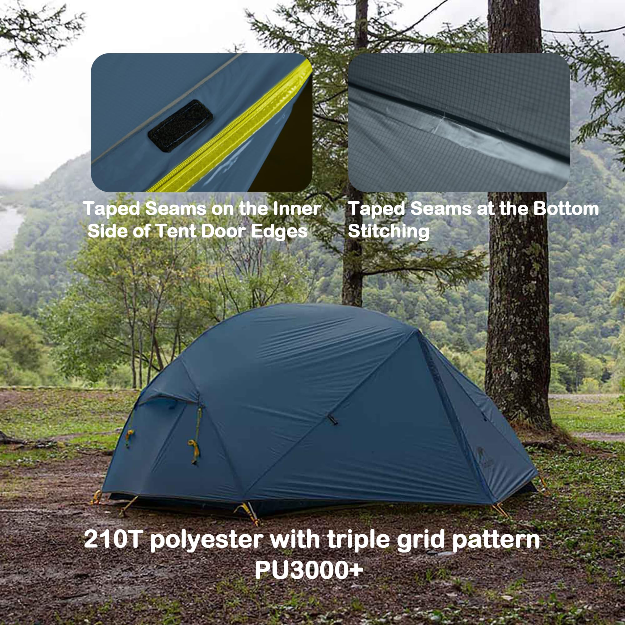 Naturehike Mongar ultralekki namiot kempingowy 1,57 kg, dla 2 osób, wodoodporny PU2000+, wiatroszczelny, dwuwarstwowy, na wędrówki, kemping