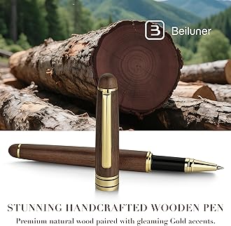 BEILUNER Luxury Wood Ballpoint Pen Writing Set, Walnut - Executive Gift Pen Set for Signature and Premium Office Use - Gift Boxed with Black Refills