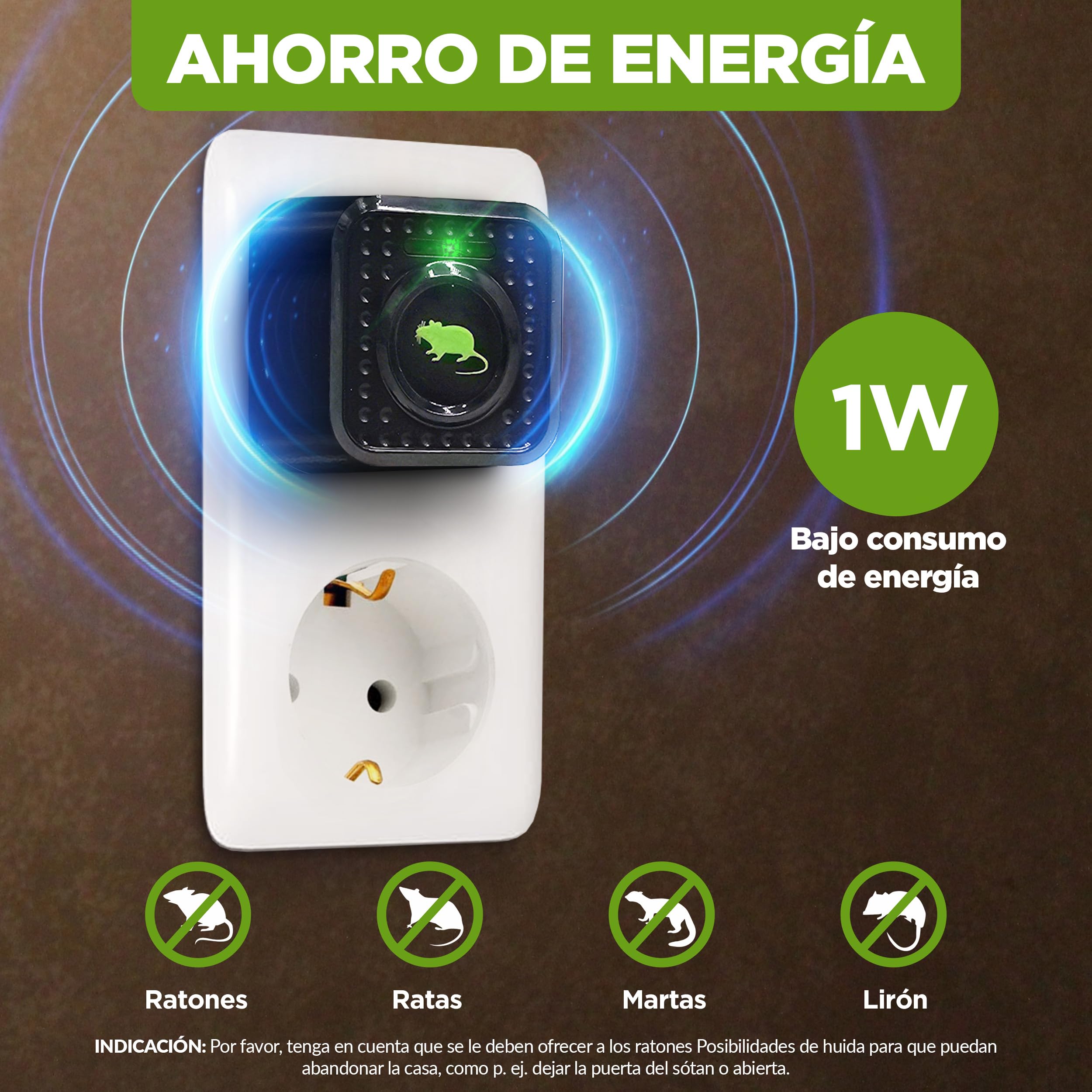ISOTRONIC Repelente ultrasónico para Ratones y Ratas – Repelente de plagas para Interiores con luz Nocturna – Disuasivo para Ratones sin Veneno ni trampas – Alcance Efectivo de 30 m² (5 Unidades)