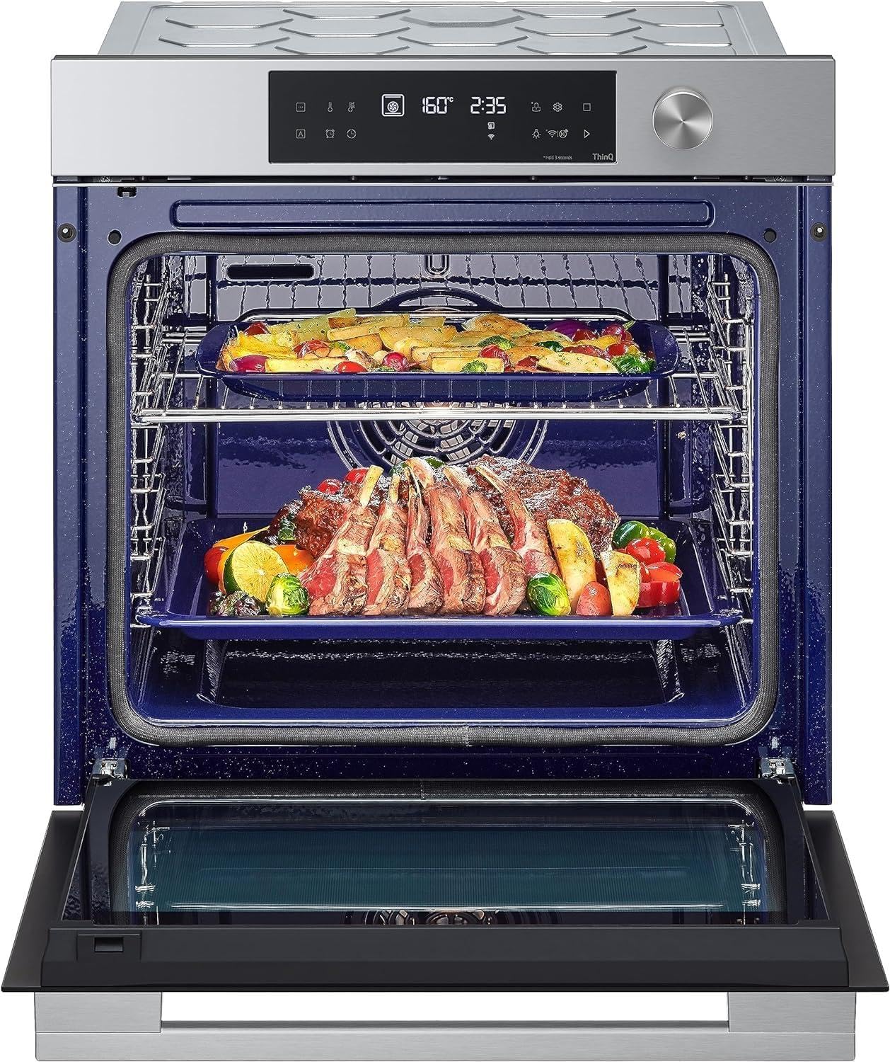 LG InstaView WSED7612S Forno da Incasso Multifunzione, Classe A+, 76L, 300°C Air Fry, Sous Vide, Modalità Pizza, Sistema ProBake Convection, EasyClean, Pirolisi, WiFi, Isolamento 4 Vetri, Nero